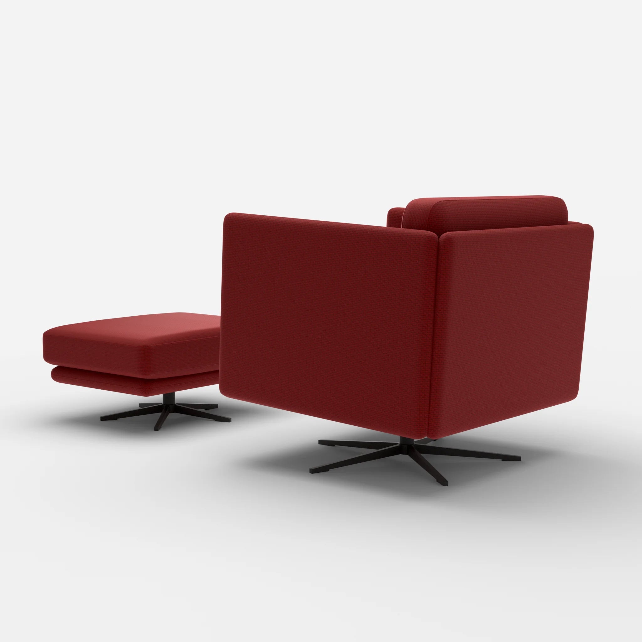 Loungesessel Egon mit Pouf nabucco4021-nabucco4021 in Rot und Rot von hinten