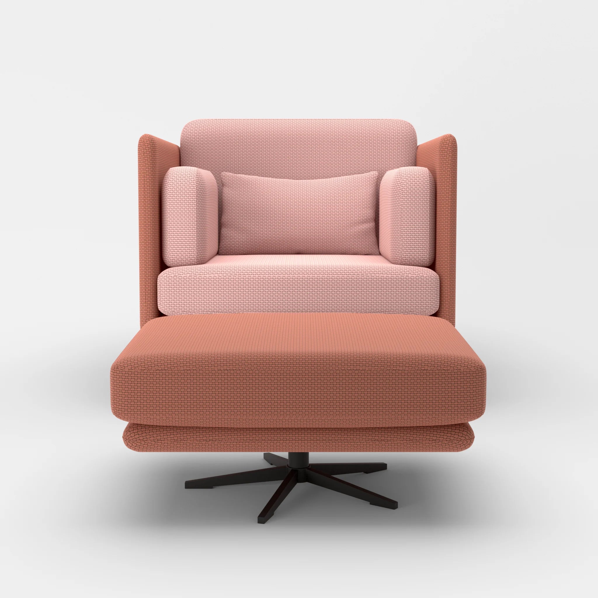 Loungesessel Egon mit Pouf nabucco4037-nabucco4022 in Terracotta und Rosa von vorne