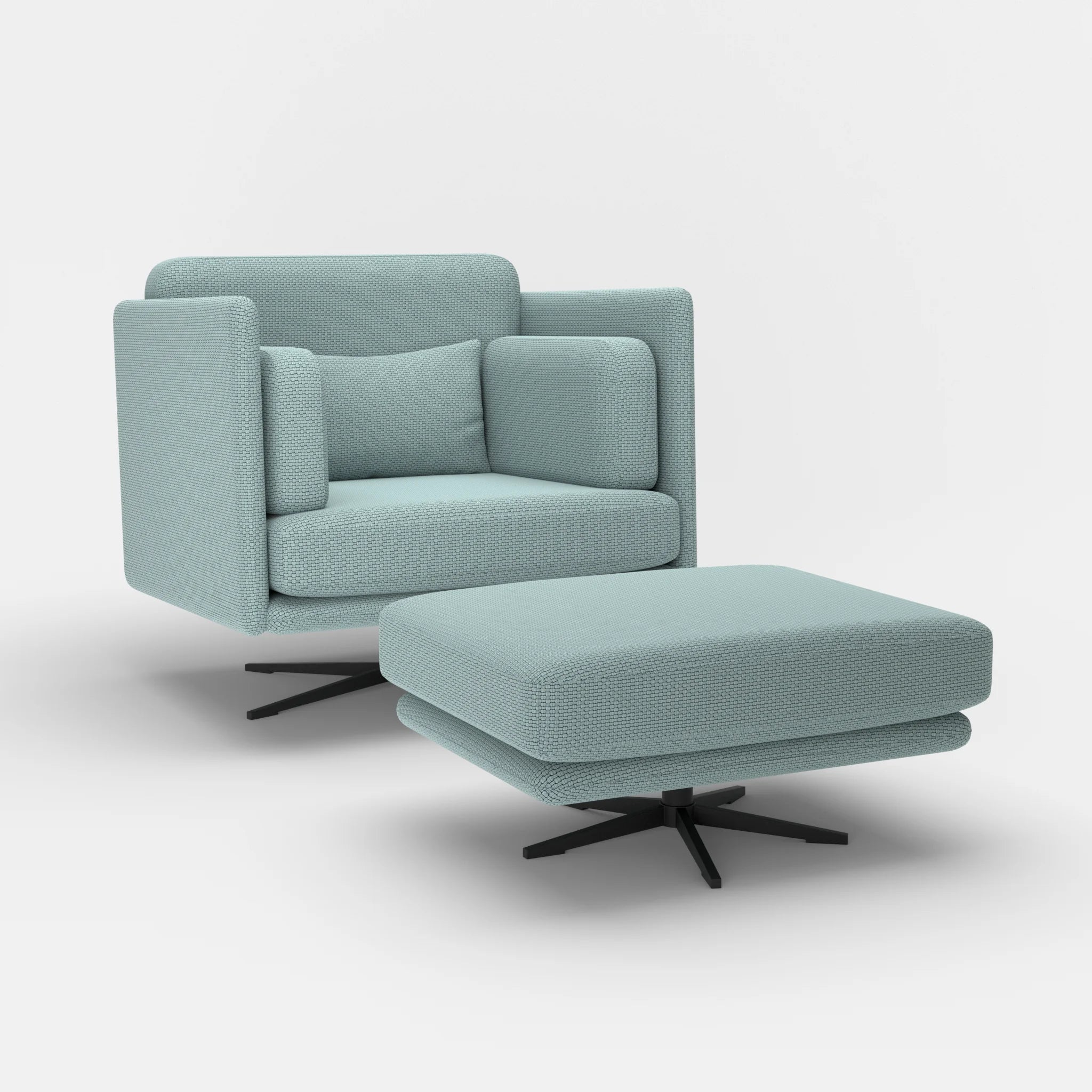 Loungesessel Egon mit Pouf nabucco6030-nabucco6030 in Hellblau und Hellblau von der Seite