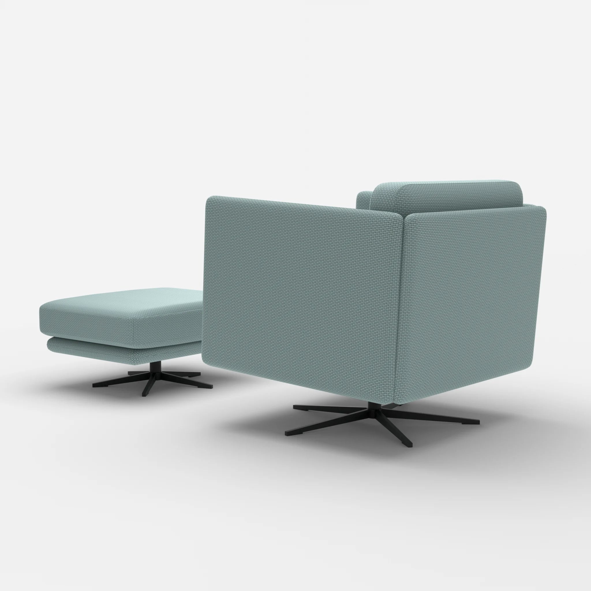 Loungesessel Egon mit Pouf nabucco6030-nabucco6030 in Hellblau und Hellblau von hinten