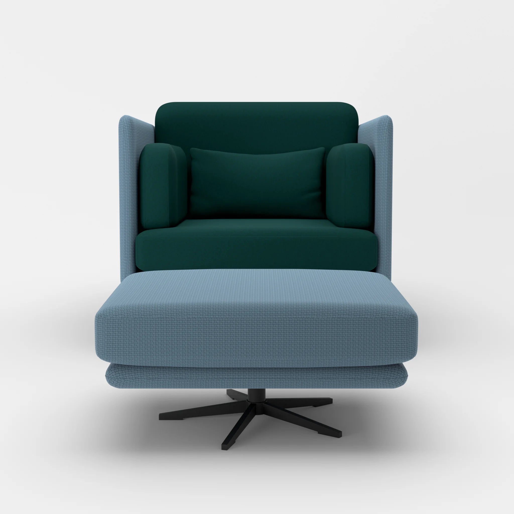 Loungesessel Egon mit Pouf nabucco6043-dama0073 in Blau und Petrol von vorne