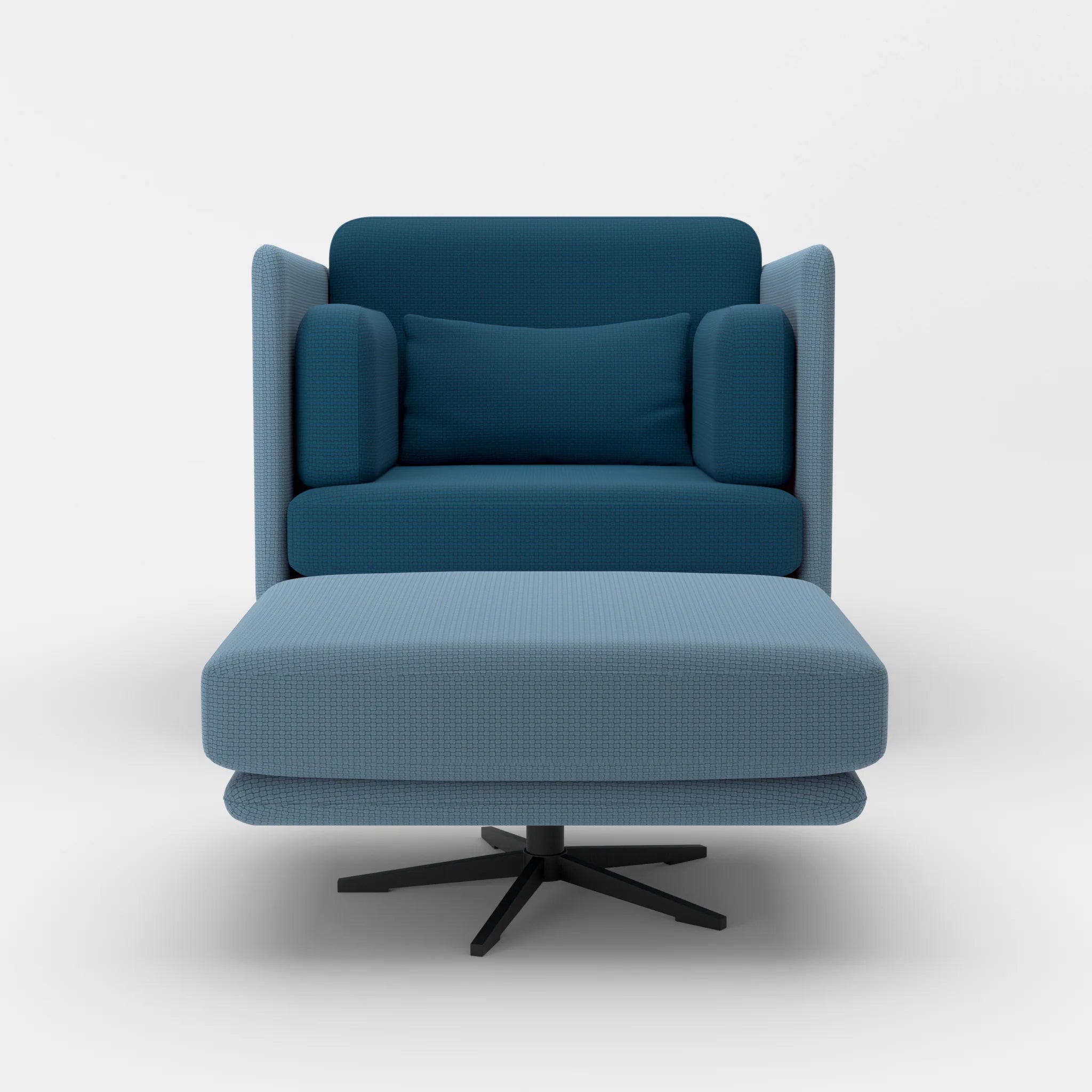 Loungesessel Egon mit Pouf nabucco6043-nabucco6075 in Blau und Blau von vorne