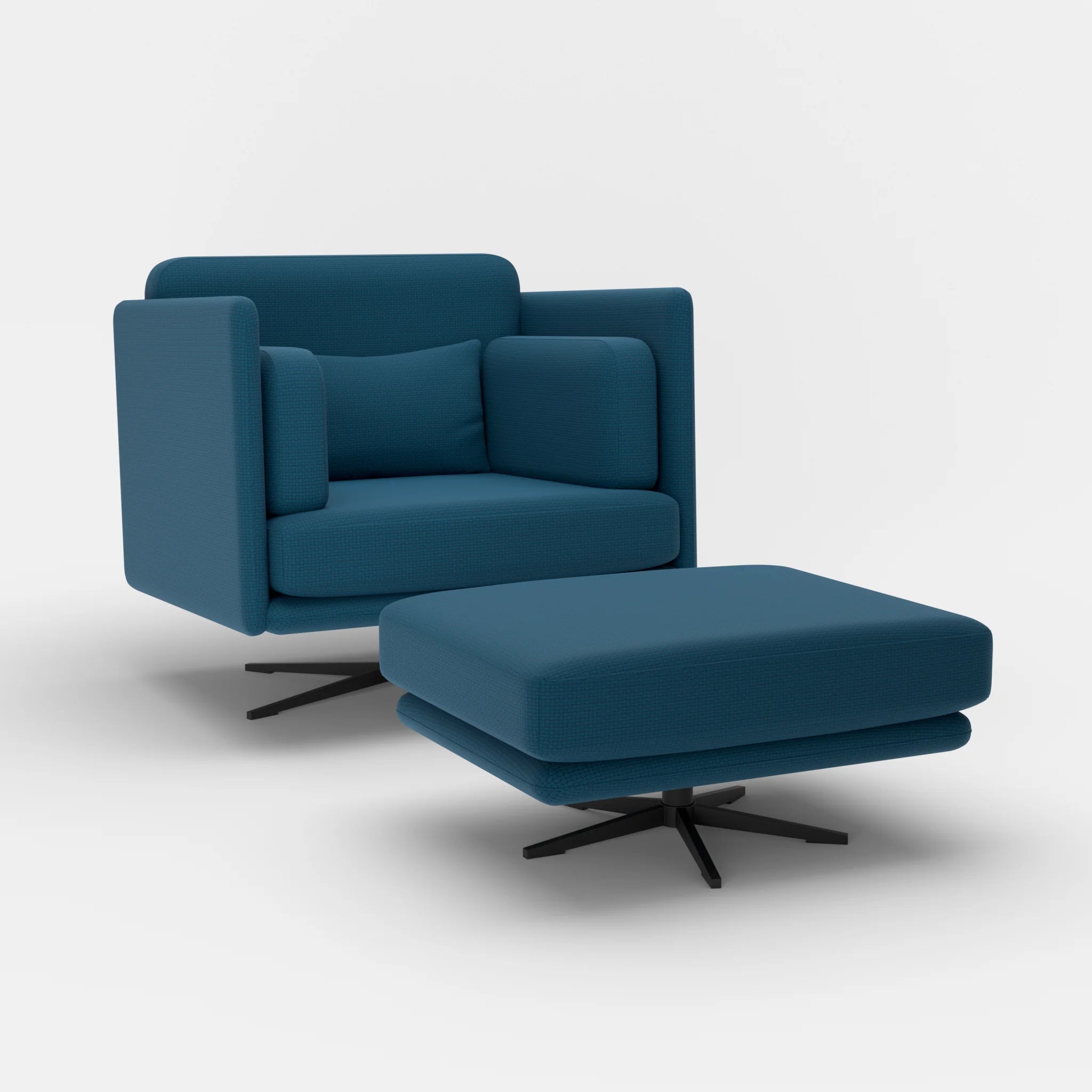 Loungesessel Egon mit Pouf nabucco6075-nabucco6075 in Blau und Blau von der Seite