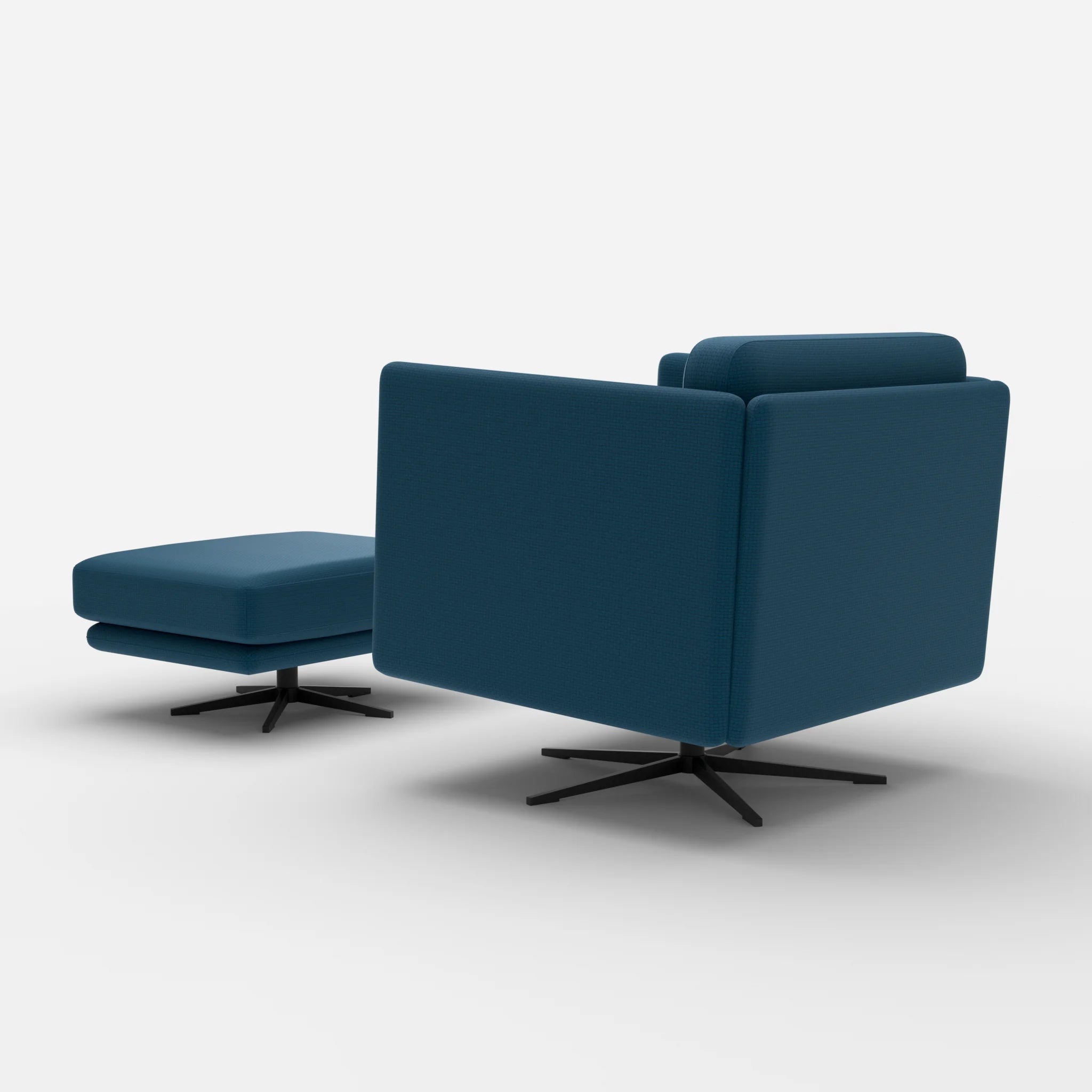 Loungesessel Egon mit Pouf nabucco6075-nabucco6075 in Blau und Blau von hinten