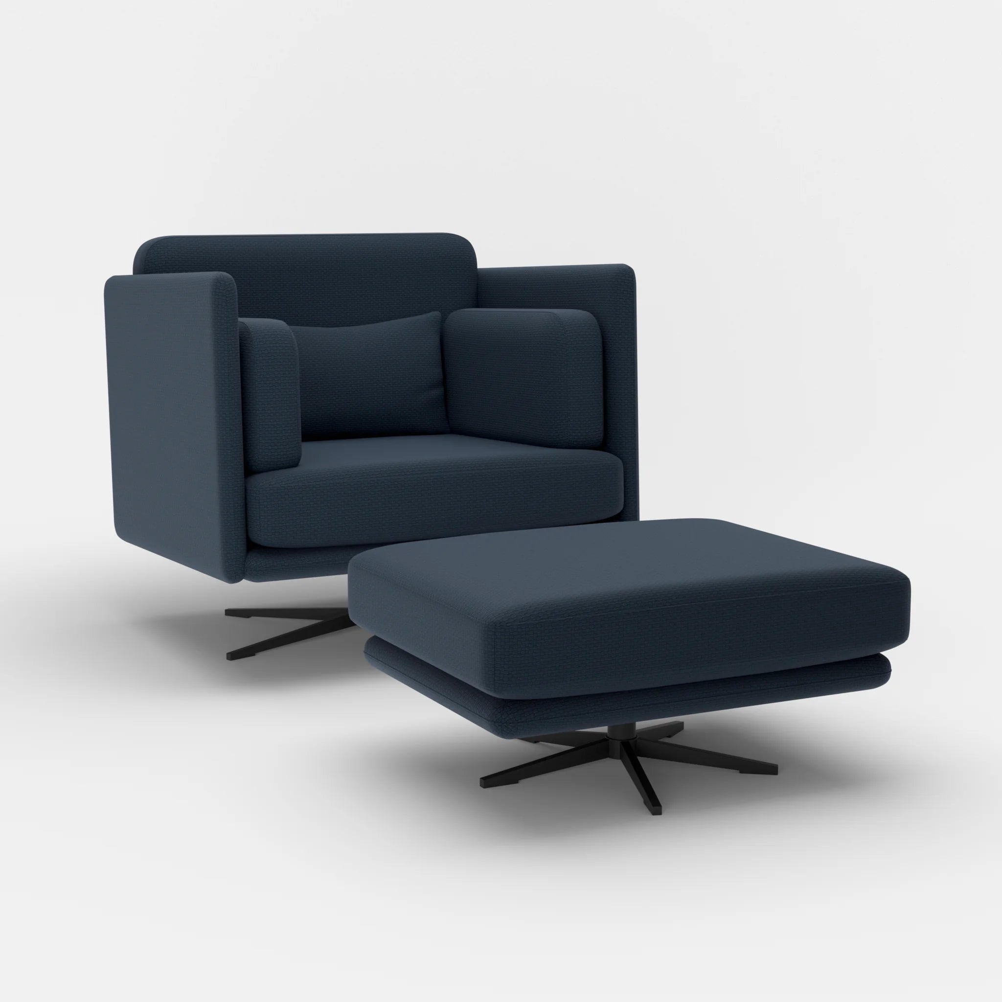Loungesessel Egon mit Pouf nabucco6098-nabucco6098 in Dunkelblau und Dunkelblau von der Seite