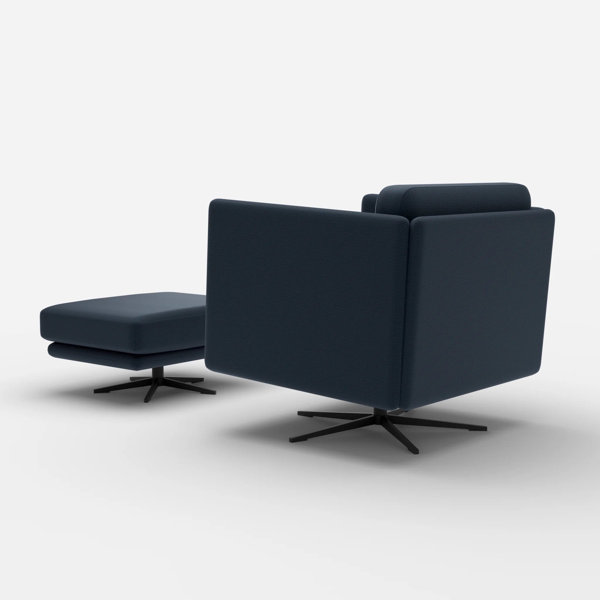Loungesessel Egon mit Pouf nabucco6098-nabucco6098 in Dunkelblau und Dunkelblau von hinten