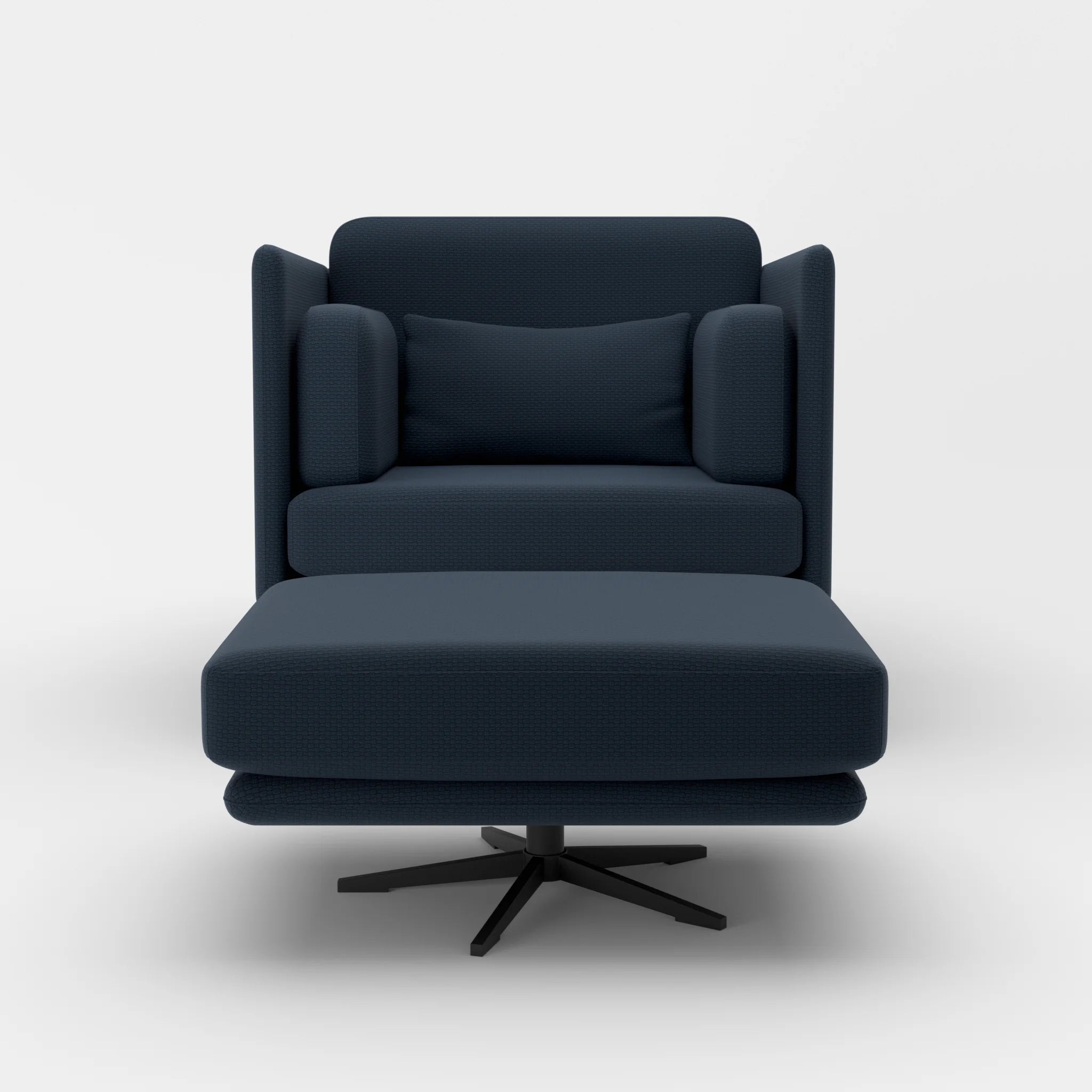 Loungesessel Egon mit Pouf nabucco6098-nabucco6098 in Dunkelblau und Dunkelblau von vorne