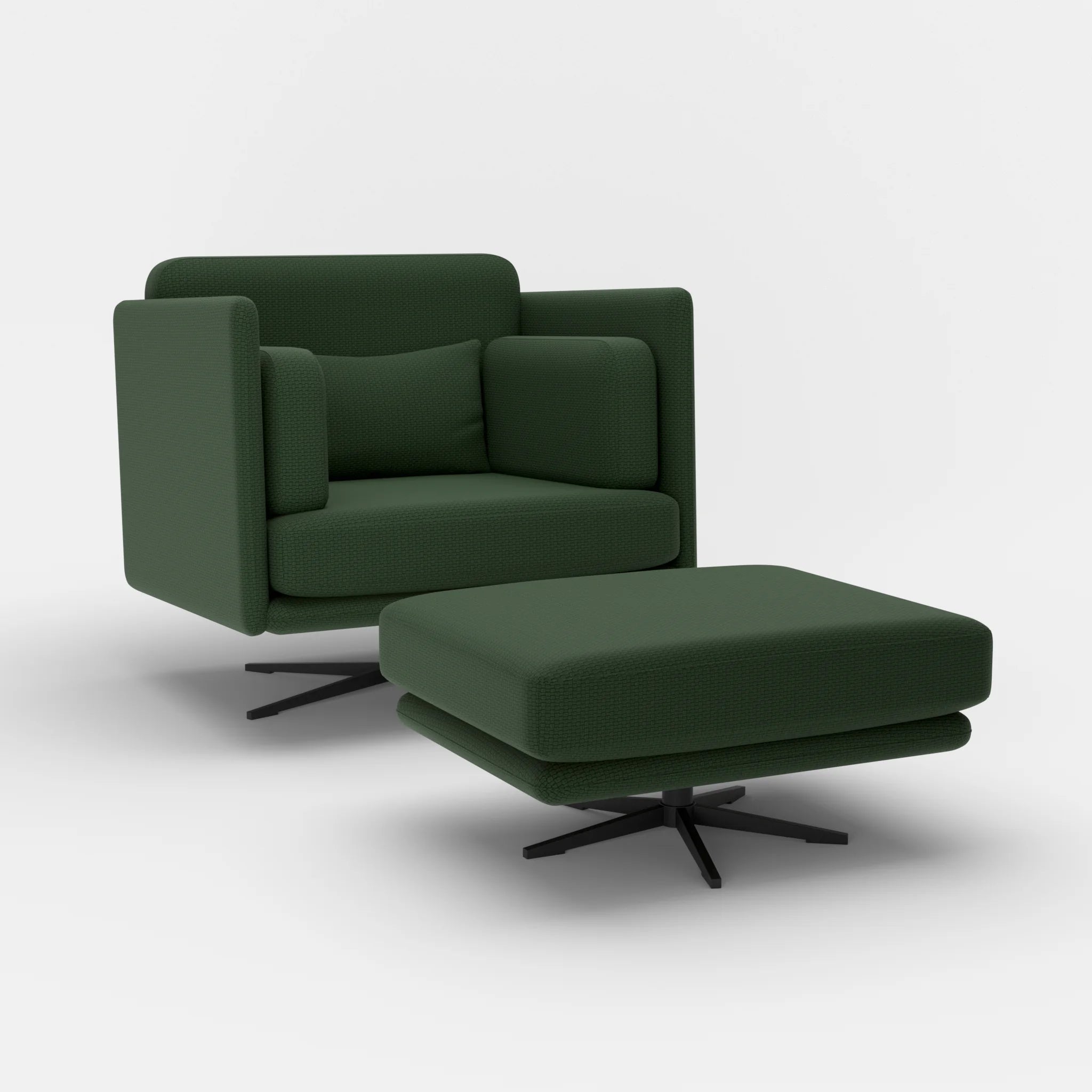 Loungesessel Egon mit Pouf nabucco7029-nabucco7029 in Dunkelgrün und Dunkelgrün von der Seite