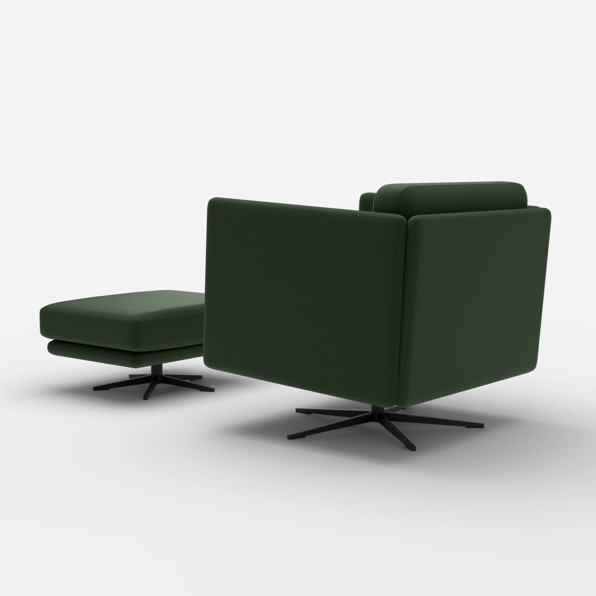Loungesessel Egon mit Pouf nabucco7029-nabucco7029 in Dunkelgrün und Dunkelgrün von hinten