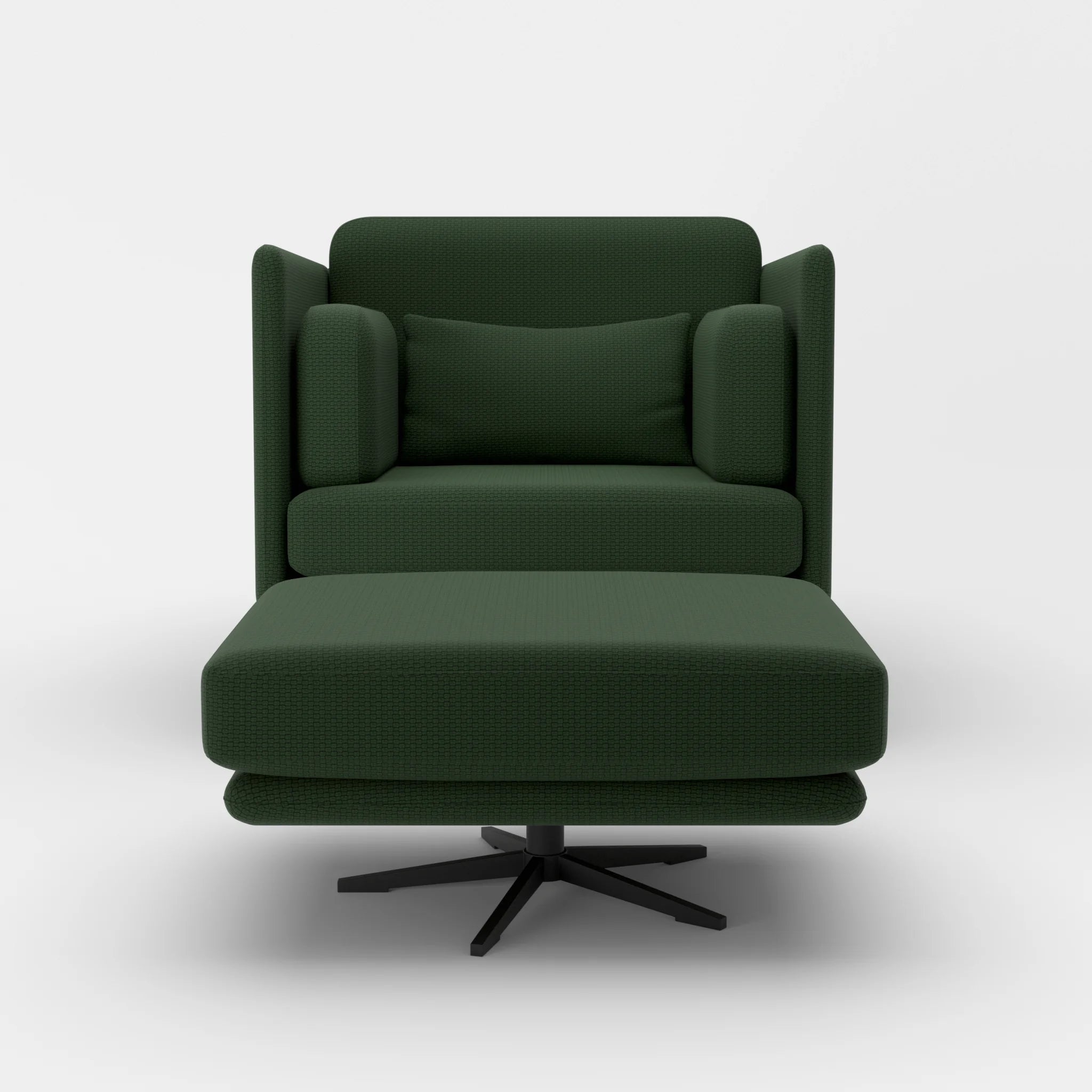 Loungesessel Egon mit Pouf nabucco7029-nabucco7029 in Dunkelgrün und Dunkelgrün von vorne
