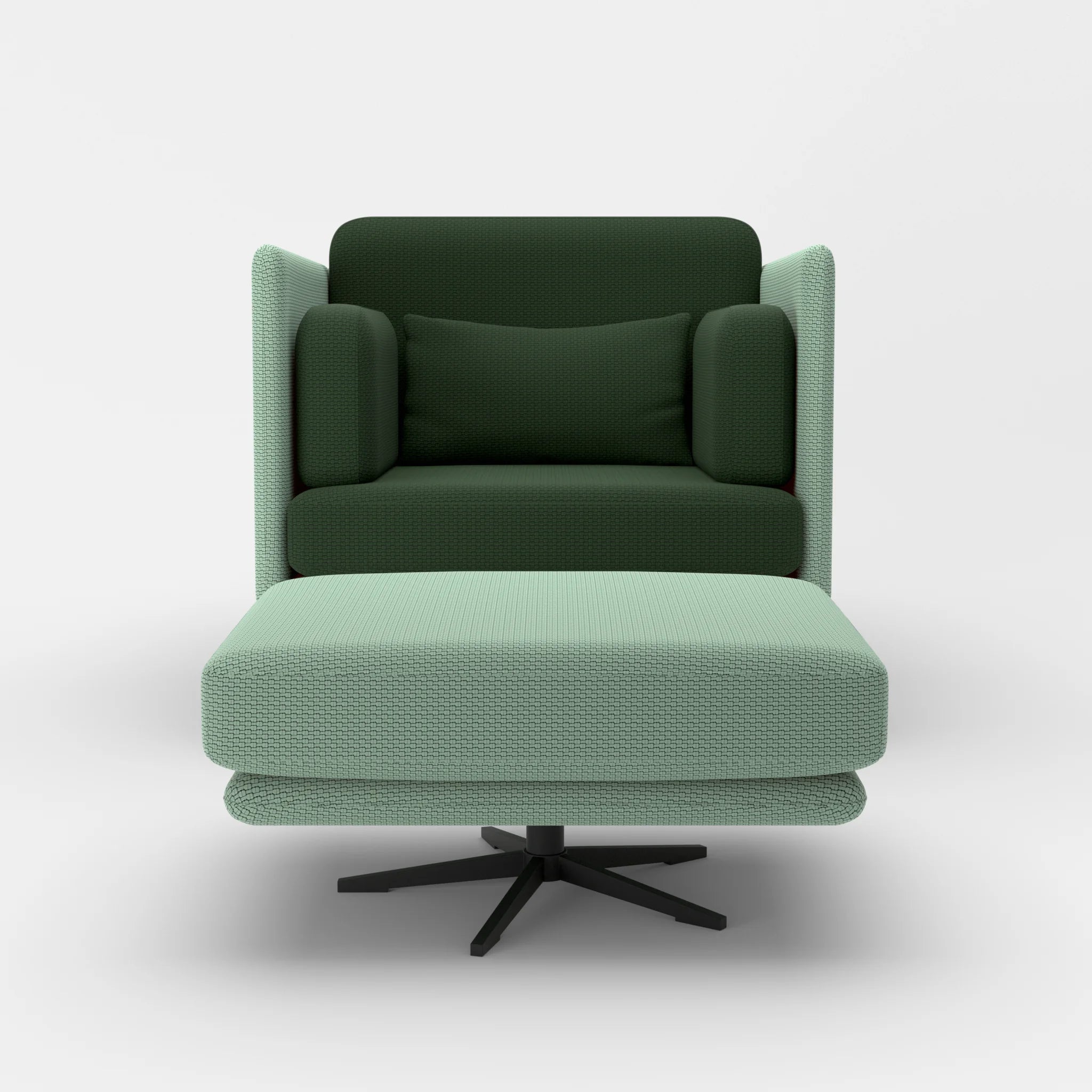 Loungesessel Egon mit Pouf nabucco7030-nabucco7029 in Türkis und Dunkelgrün von vorne
