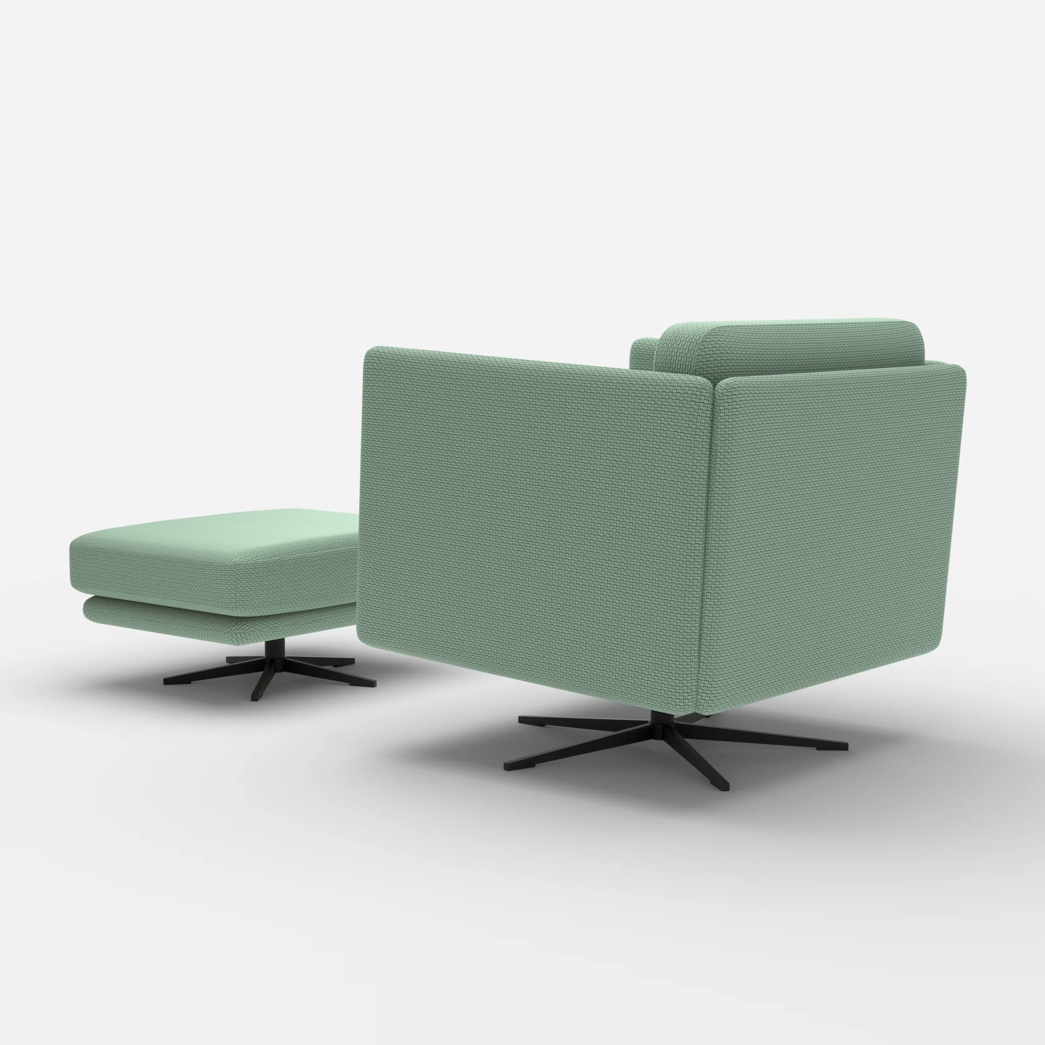 Loungesessel Egon mit Pouf nabucco7030-nabucco7030 in Türkis und Türkis von hinten