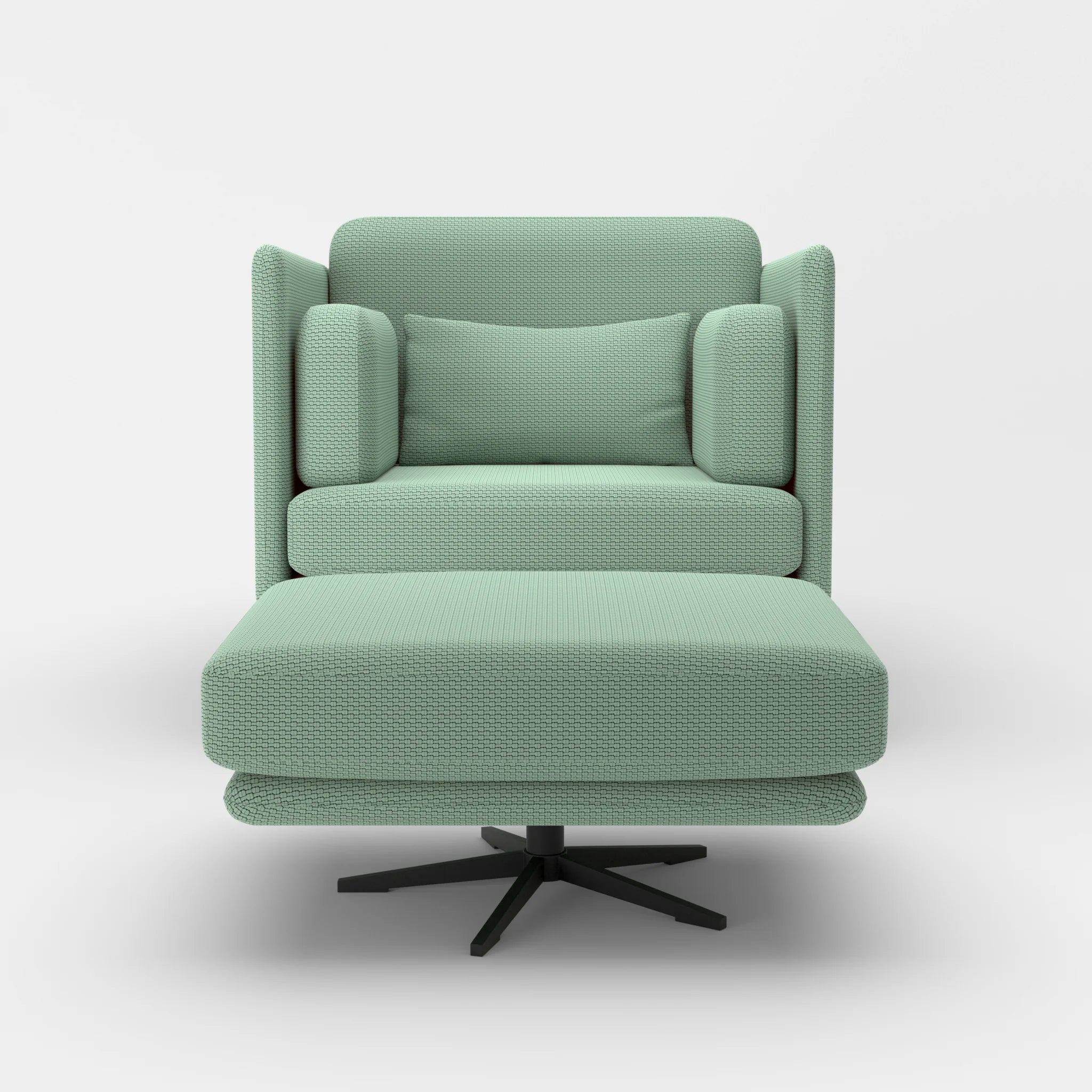 Loungesessel Egon mit Pouf nabucco7030-nabucco7030 in Türkis und Türkis von vorne