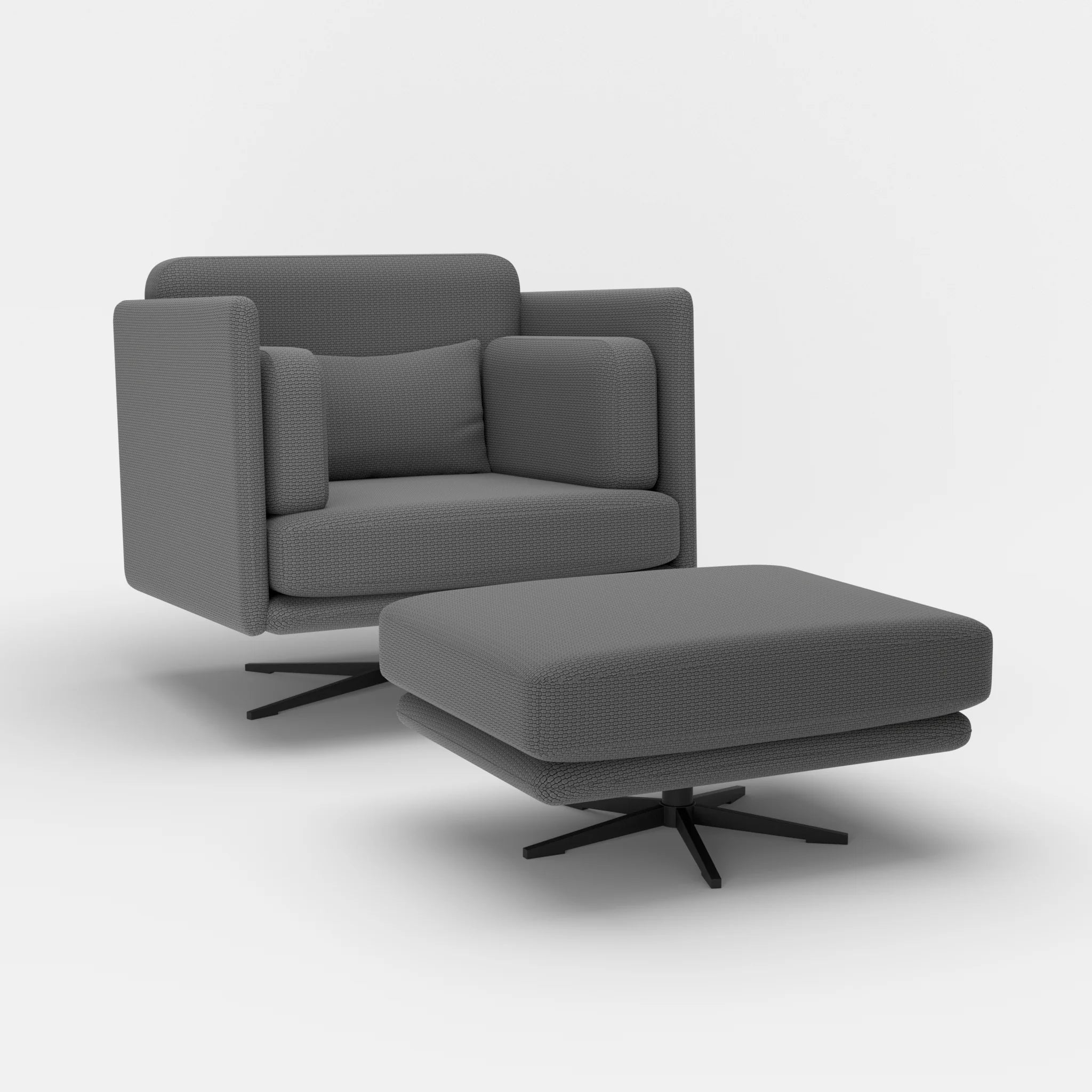 Loungesessel Egon mit Pouf nabucco8009-nabucco8009 in Dunkelgrau und Dunkelgrau von der Seite