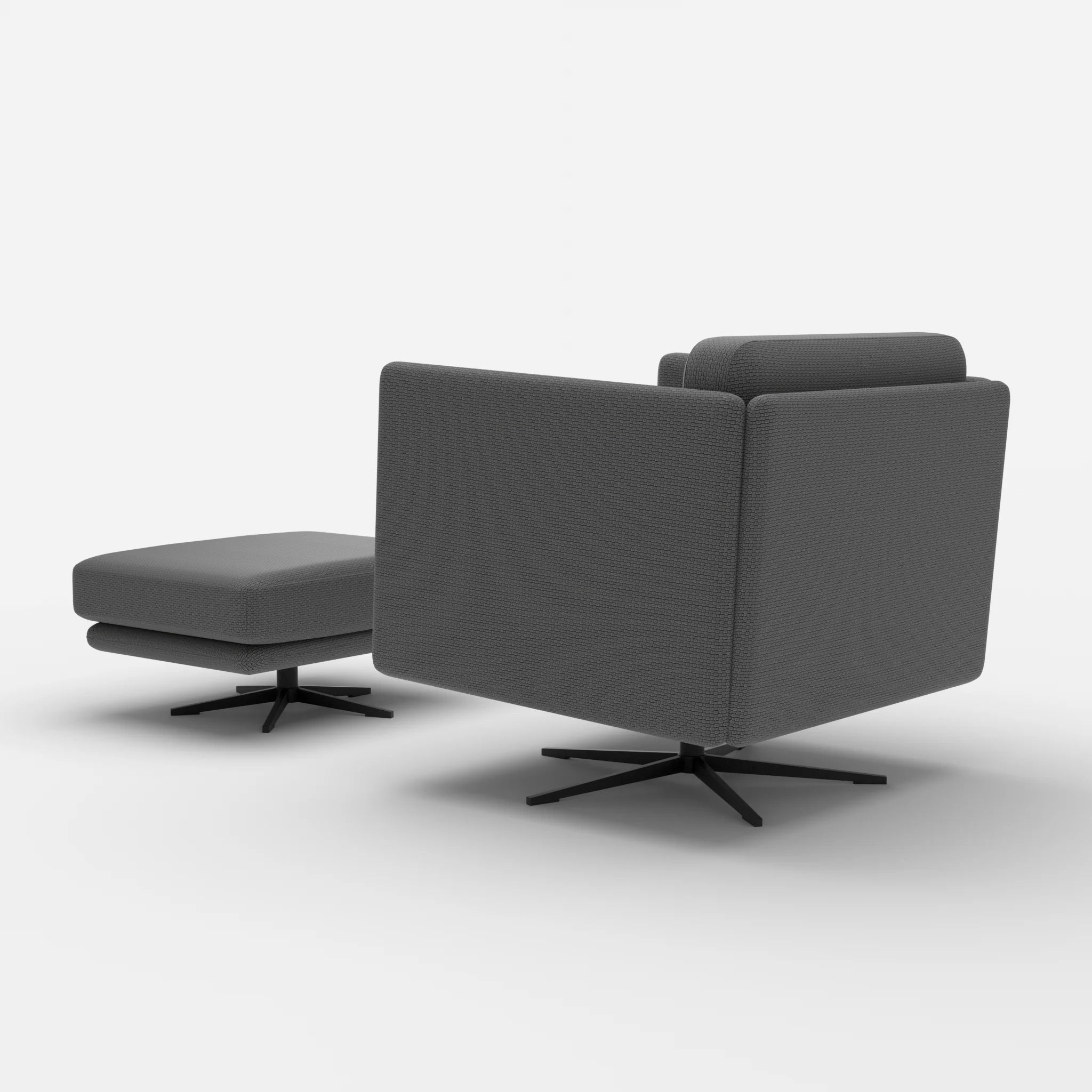 Loungesessel Egon mit Pouf nabucco8009-nabucco8009 in Dunkelgrau und Dunkelgrau von hinten