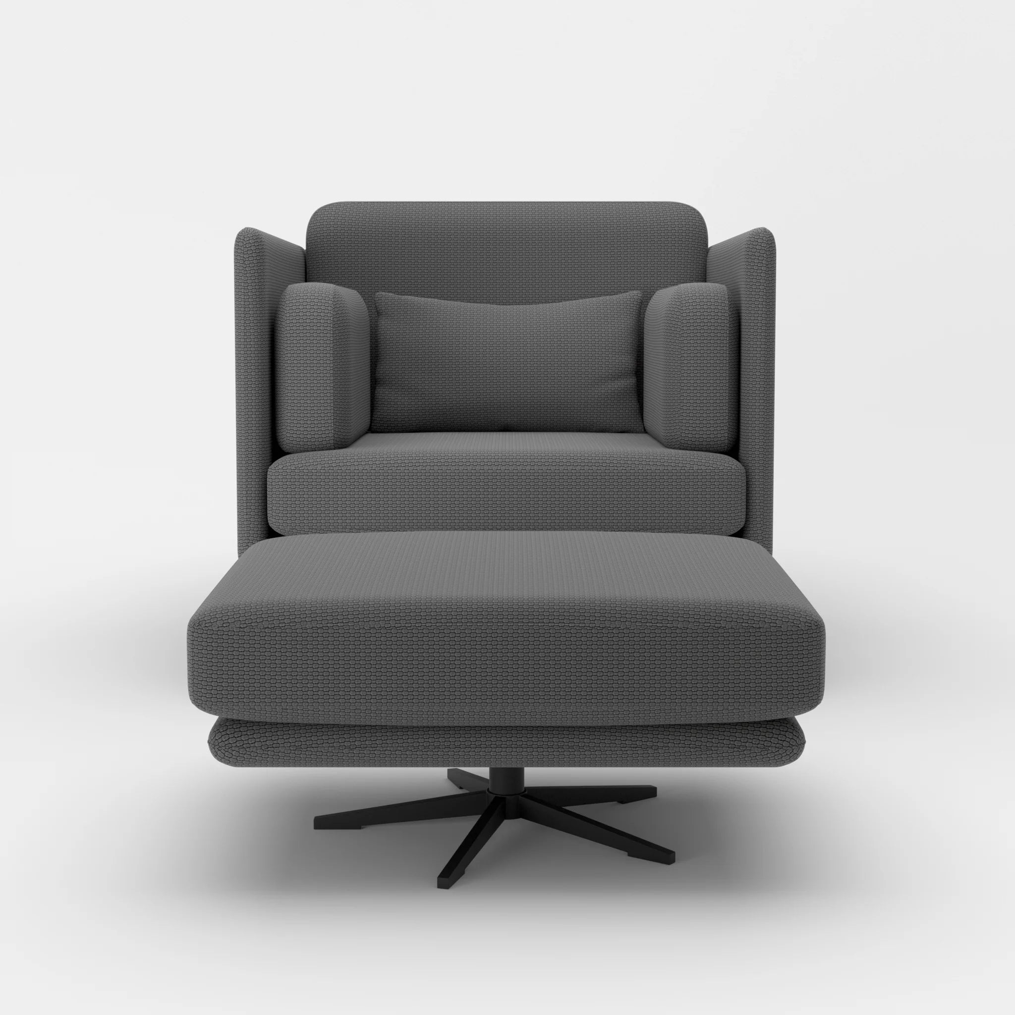Loungesessel Egon mit Pouf nabucco8009-nabucco8009 in Dunkelgrau und Dunkelgrau von vorne