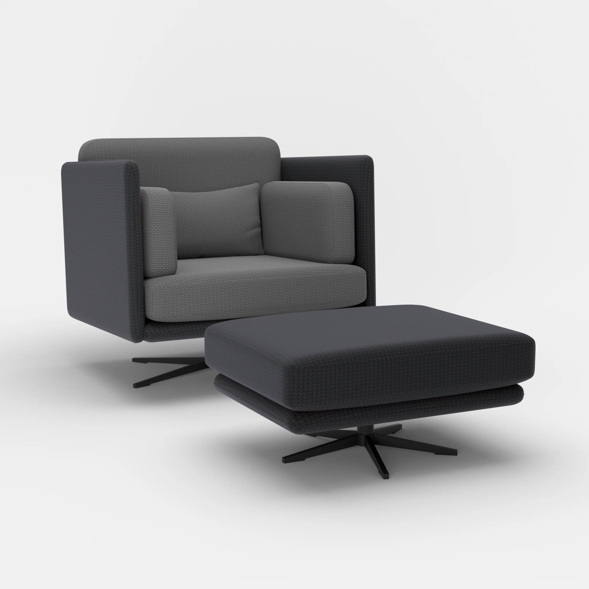 Loungesessel Egon mit Pouf nabucco8019-nabucco8009 in Anthrazit und Dunkelgrau von der Seite