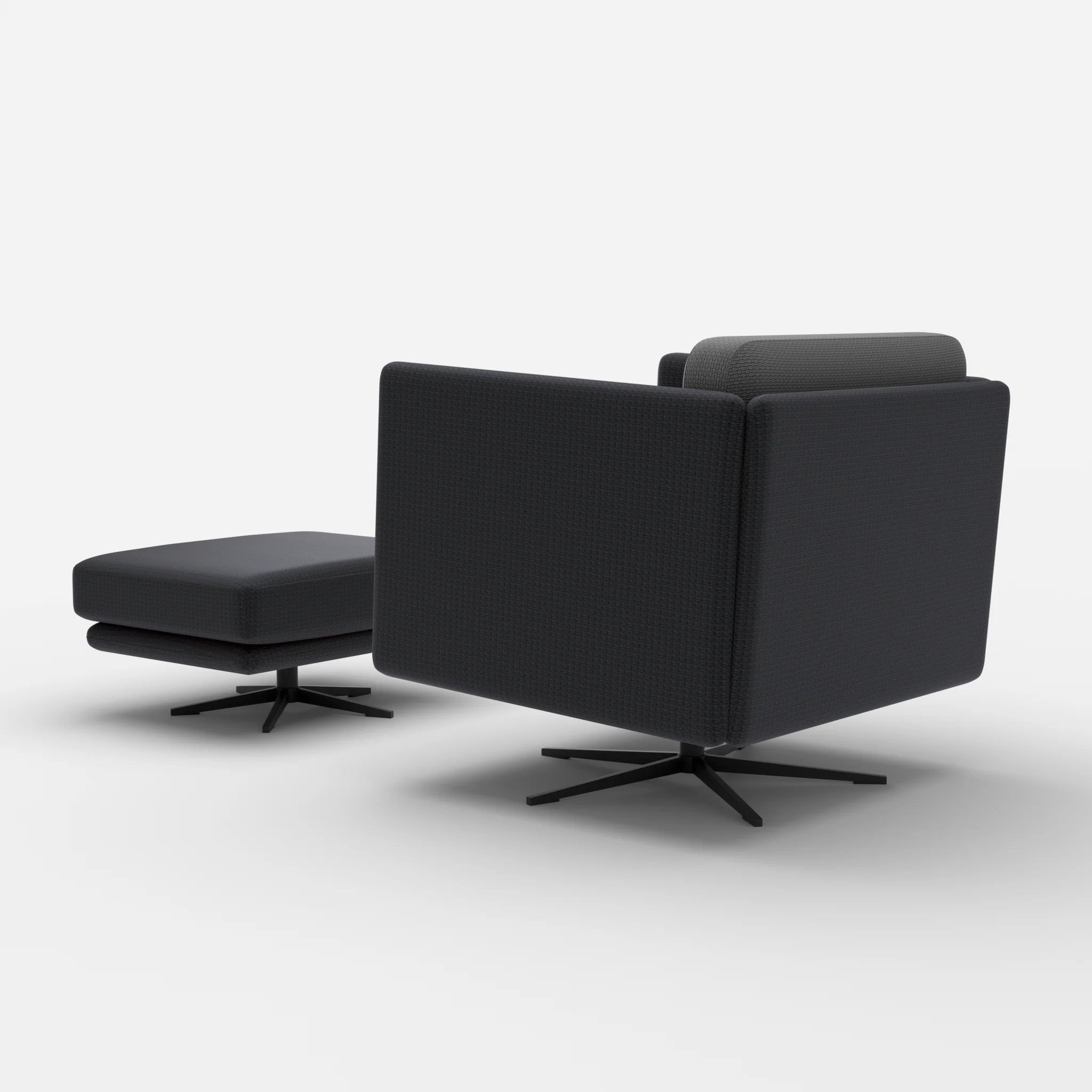 Loungesessel Egon mit Pouf nabucco8019-nabucco8009 in Anthrazit und Dunkelgrau von hinten