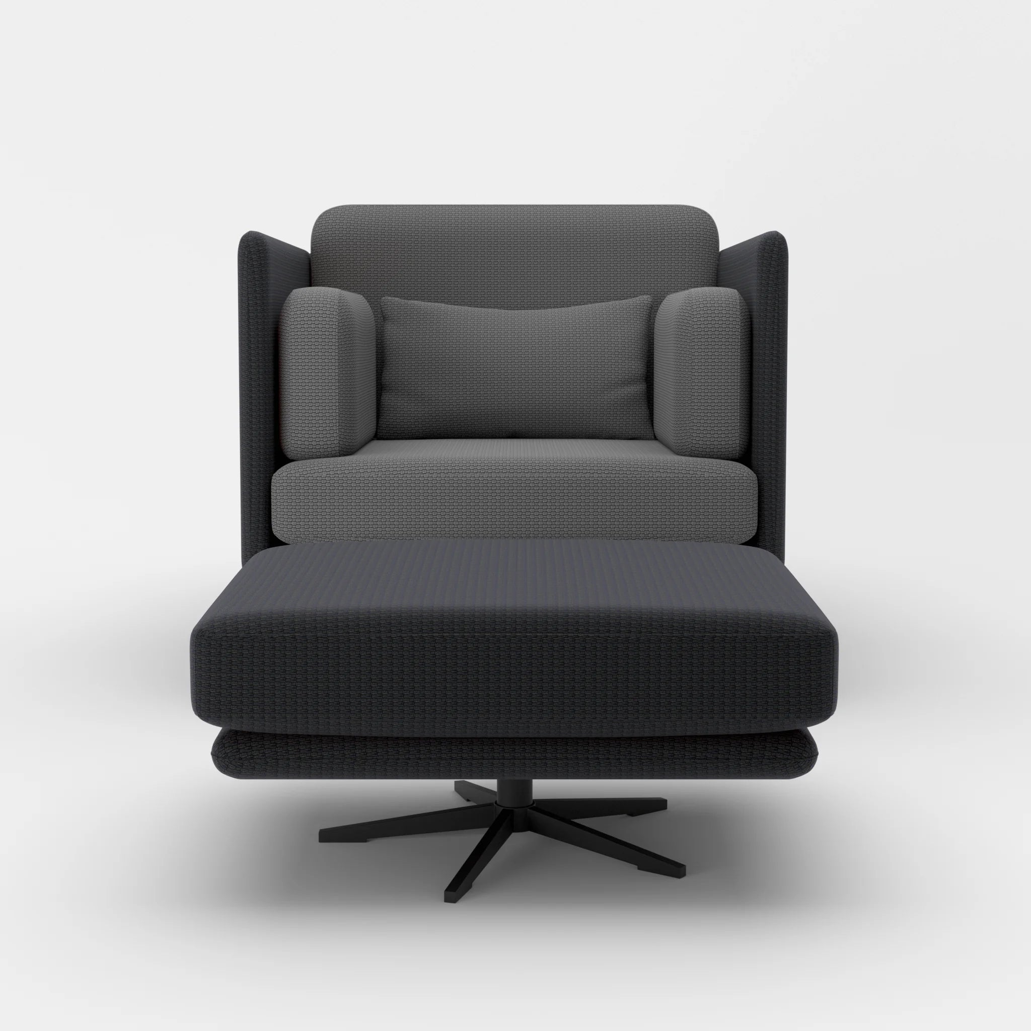 Loungesessel Egon mit Pouf nabucco8019-nabucco8009 in Anthrazit und Dunkelgrau von vorne