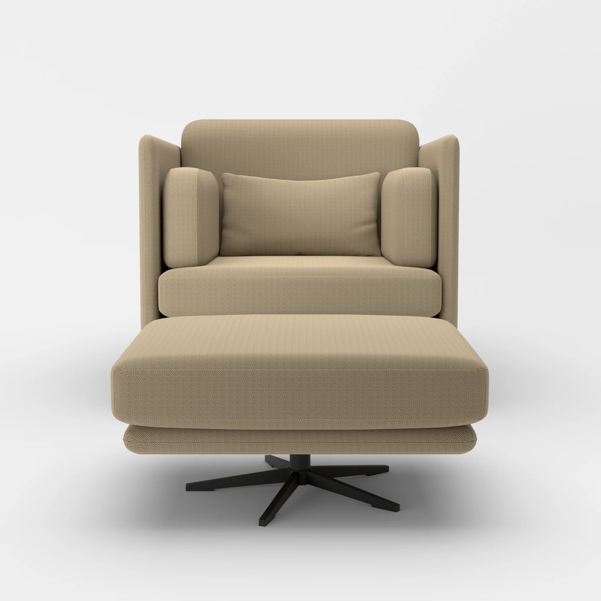 Loungesessel Egon mit Pouf radio1510-radio1510 in Beige und Beige von vorne