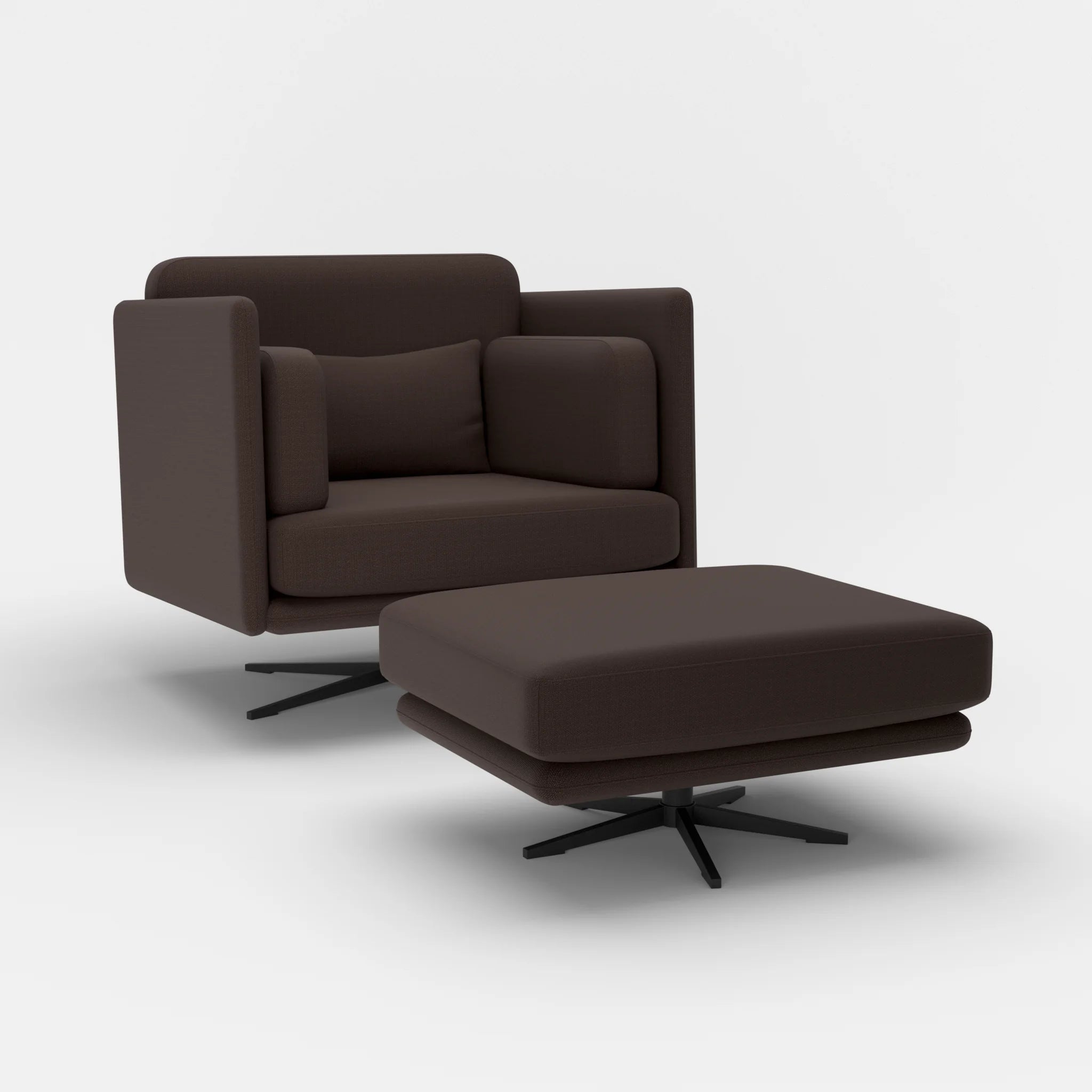 Loungesessel Egon mit Pouf radio2013-radio2013 in Dunkelbraun und Dunkelbraun von der Seite