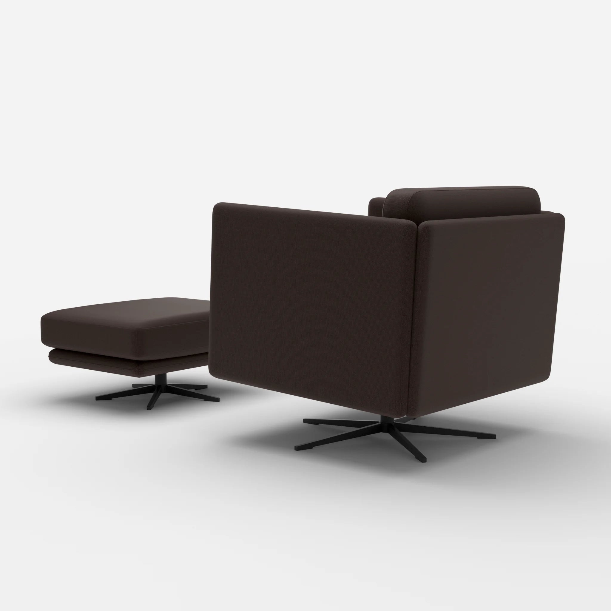 Loungesessel Egon mit Pouf radio2013-radio2013 in Dunkelbraun und Dunkelbraun von hinten