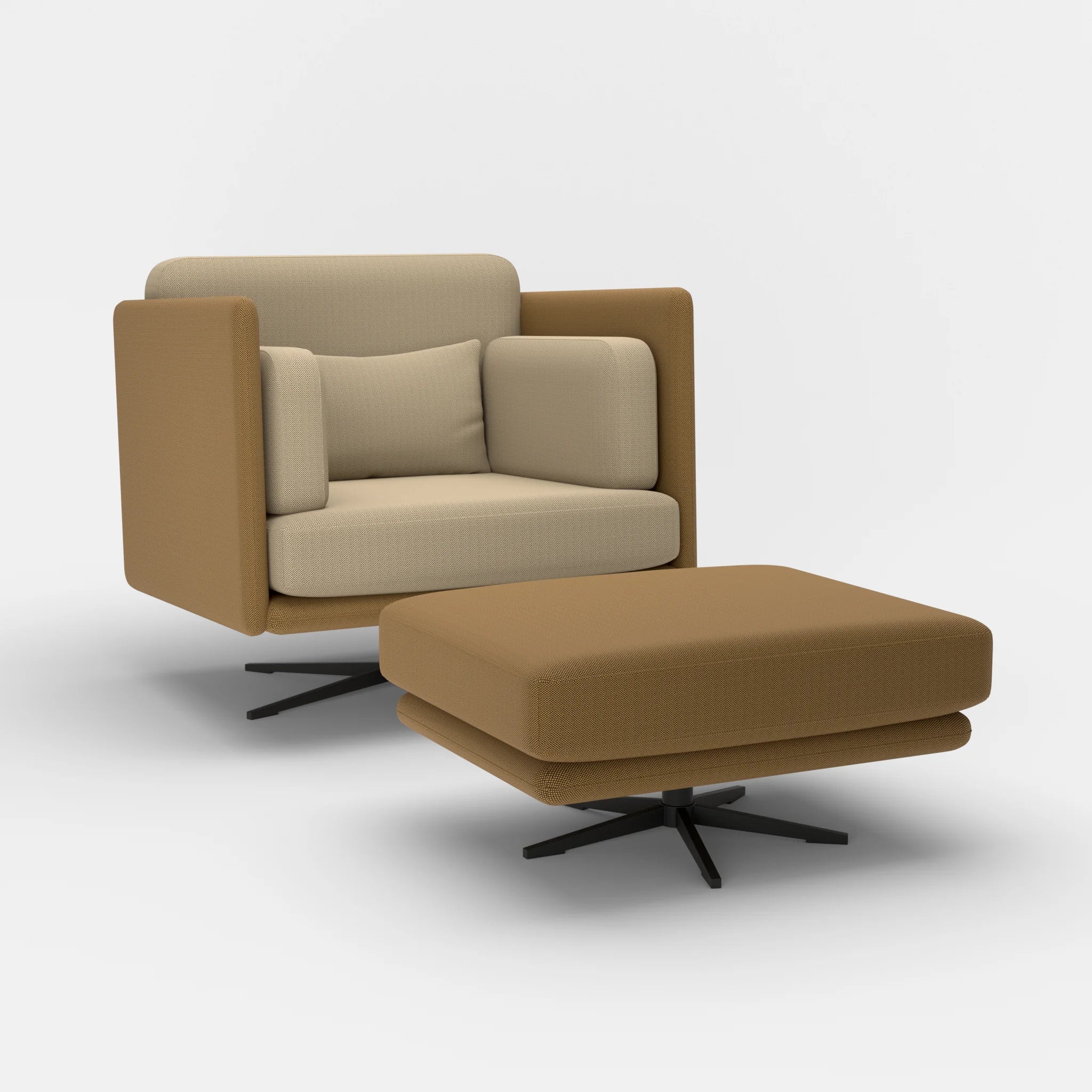 Loungesessel Egon mit Pouf radio2521-radio1510 in Braun und Beige von der Seite