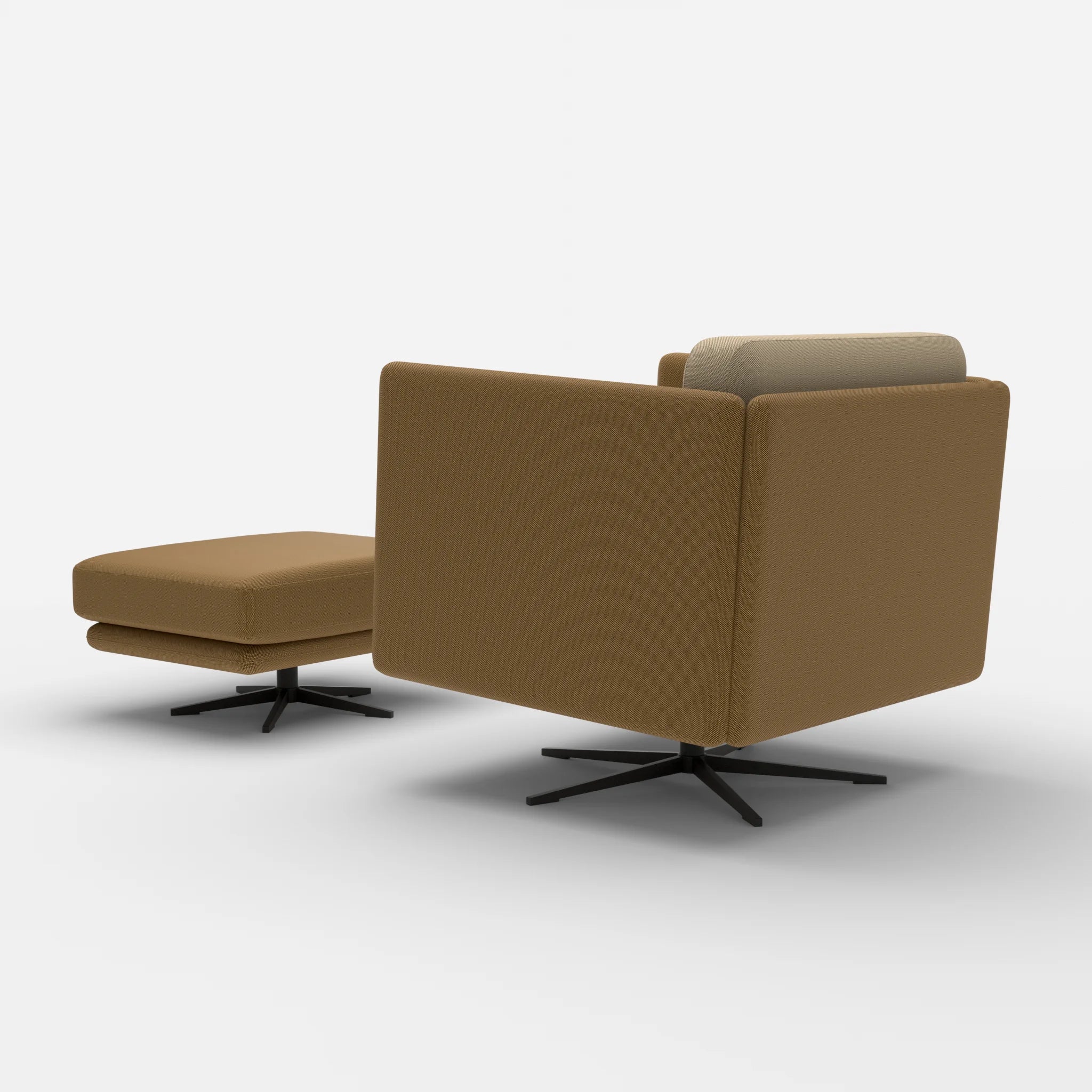 Loungesessel Egon mit Pouf radio2521-radio1510 in Braun und Beige von hinten