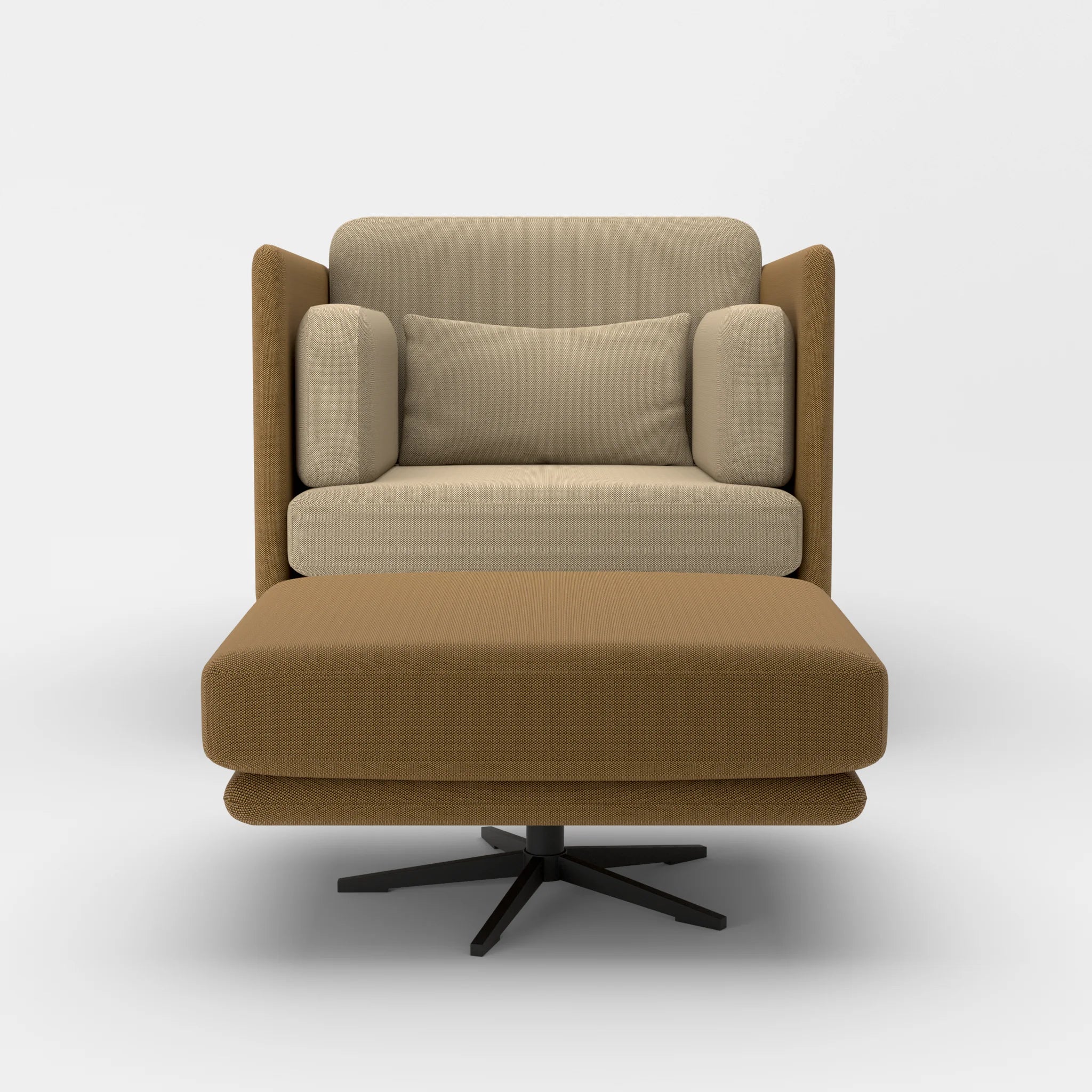 Loungesessel Egon mit Pouf radio2521-radio1510 in Braun und Beige von vorne
