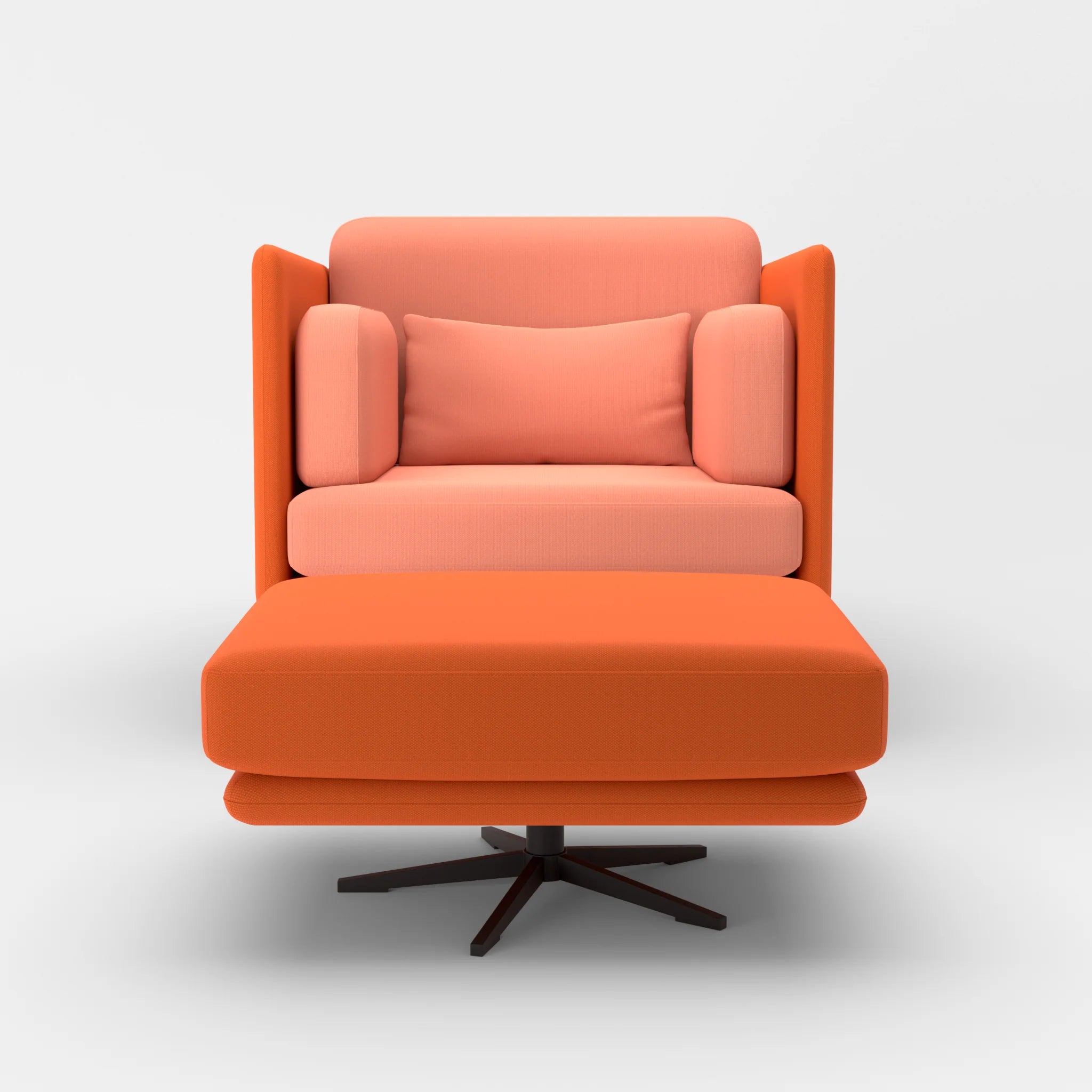 Loungesessel Egon mit Pouf radio3094-radio4046 in Orange und Coral von vorne