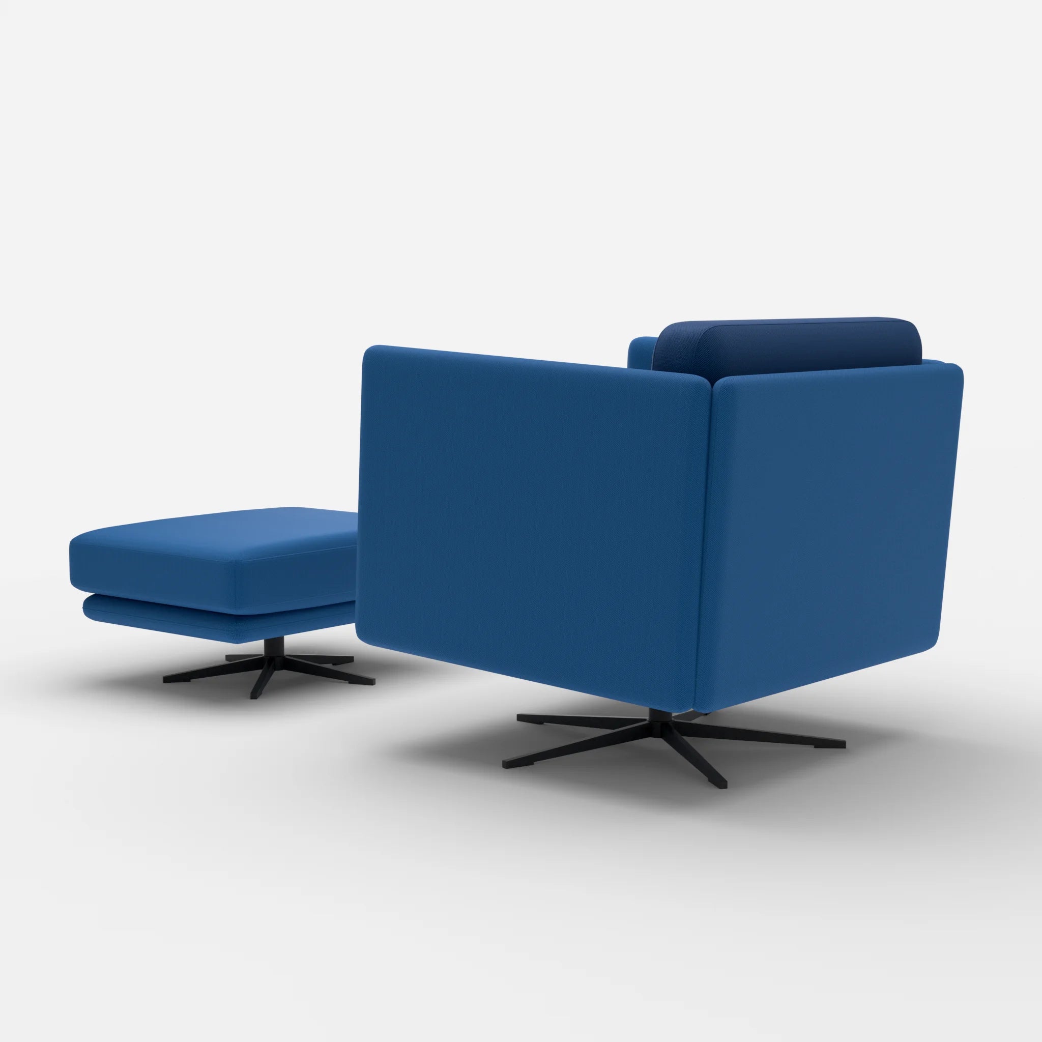 Loungesessel Egon mit Pouf radio6075-radio6512 in Blau und Dunkelblau von hinten