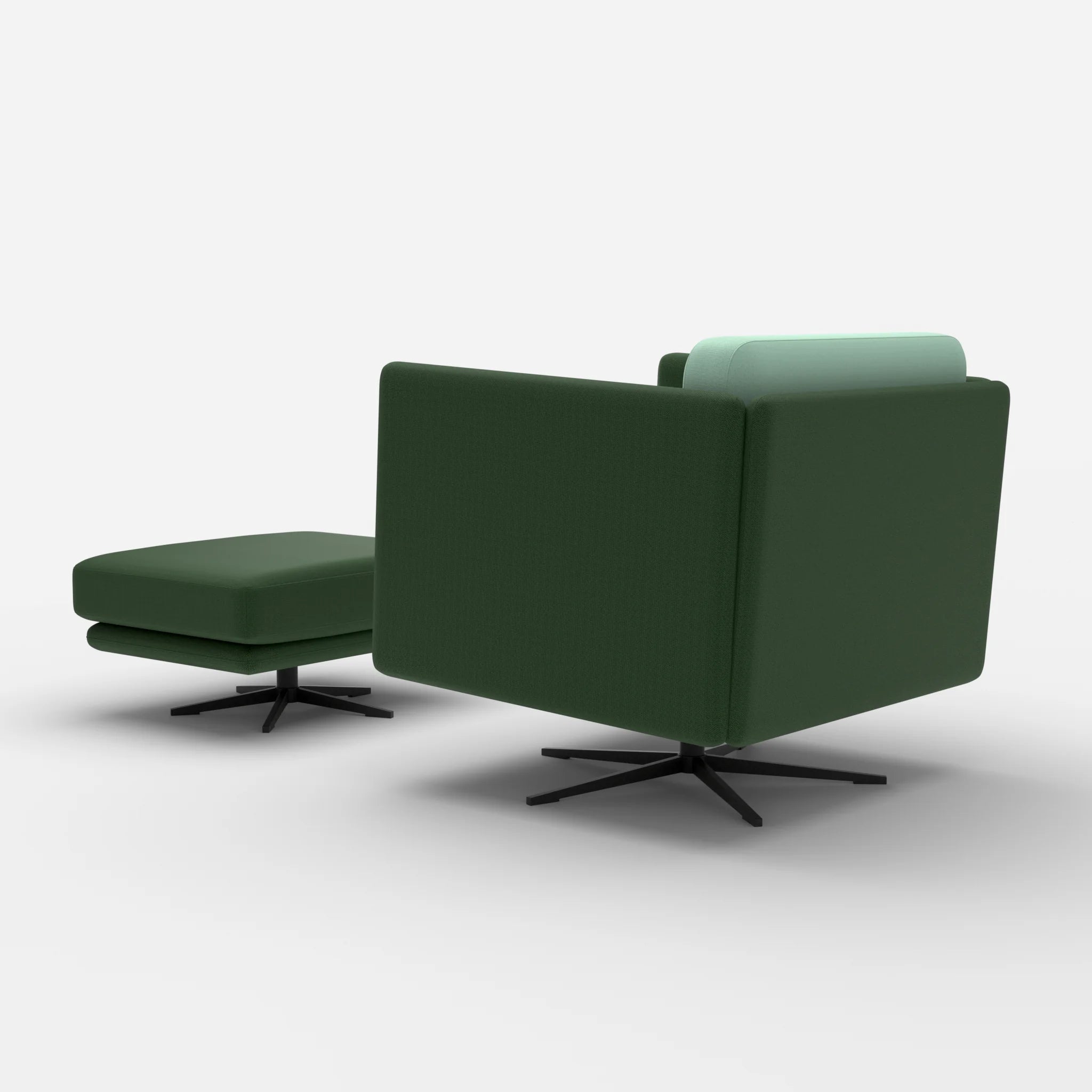Loungesessel Egon mit Pouf radio7036-radio7045 in Olive und Hellblau von hinten