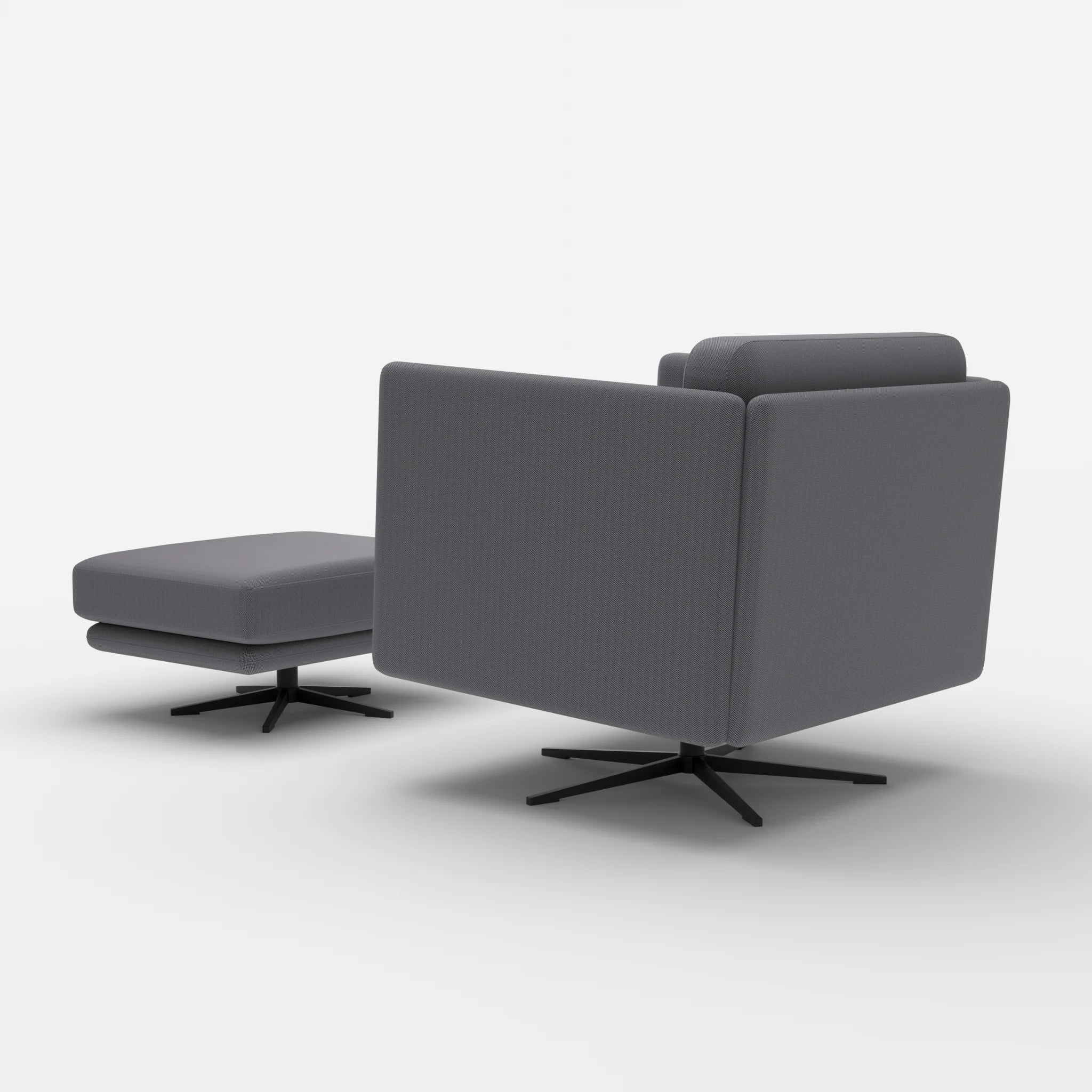 Loungesessel Egon mit Pouf radio8532-radio8532 in Dunkelgrau und Dunkelgrau von hinten