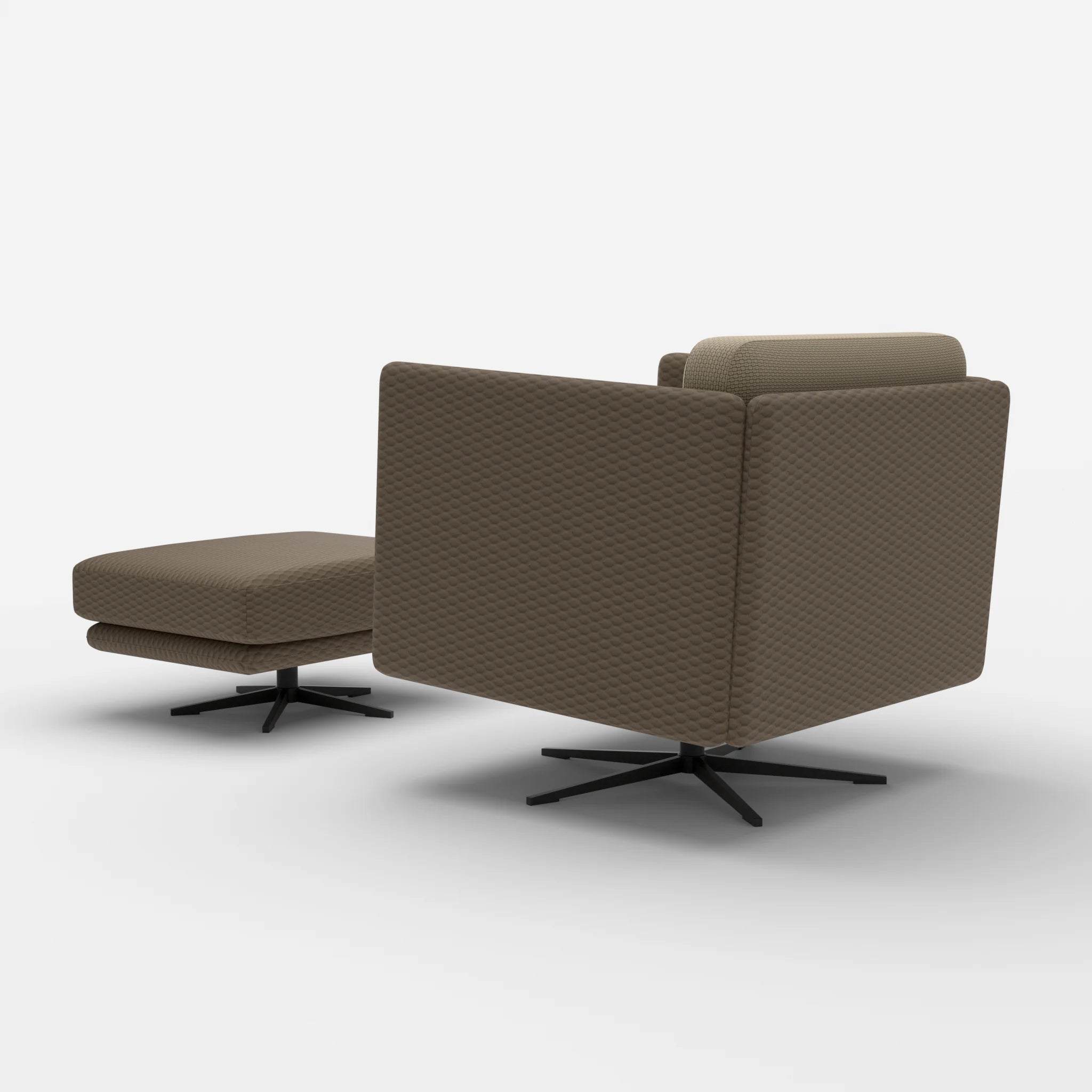 Loungesessel Egon mit Pouf spazio2019-nabucco1006 in Braun und Beige von hinten