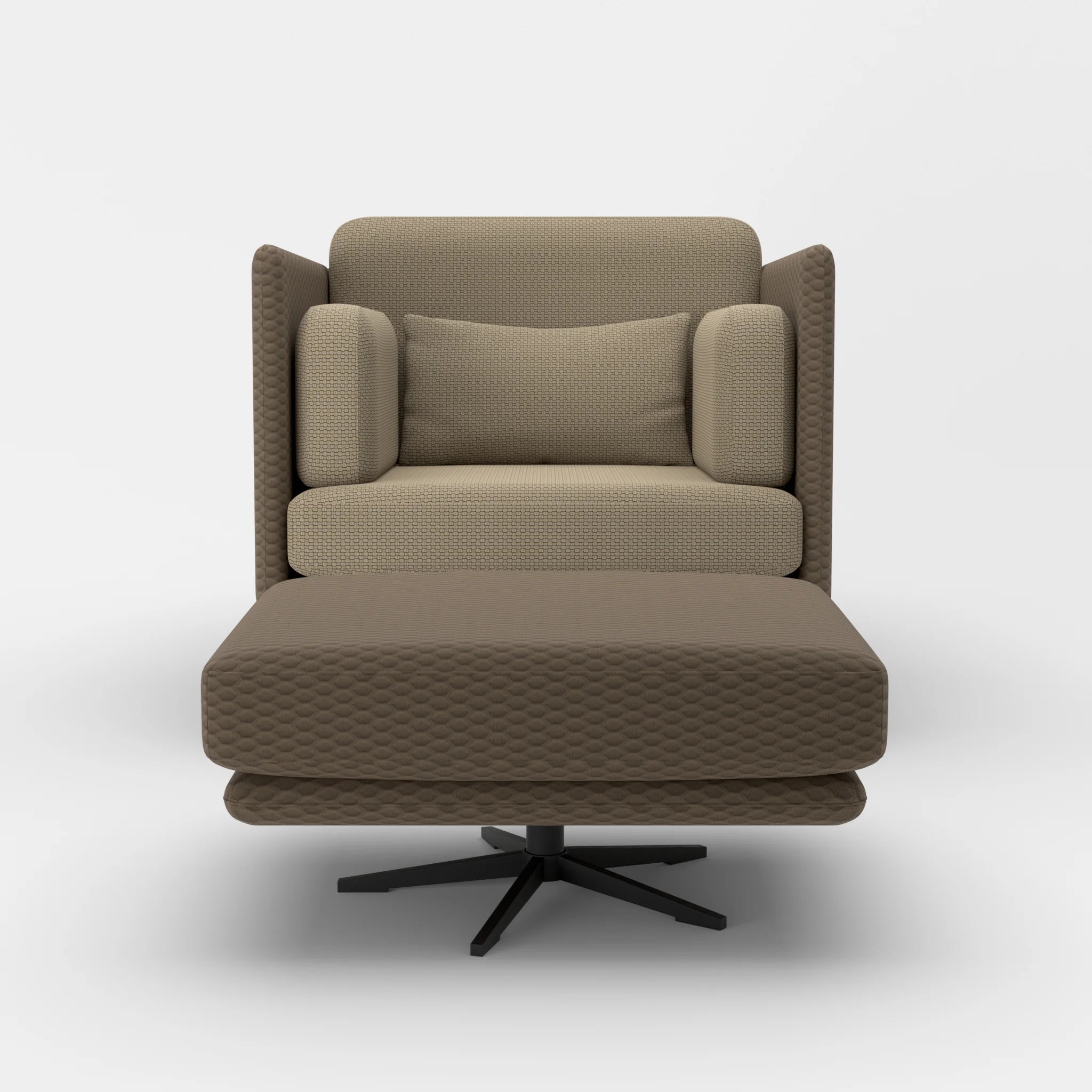 Loungesessel Egon mit Pouf spazio2019-nabucco1006 in Braun und Beige von vorne