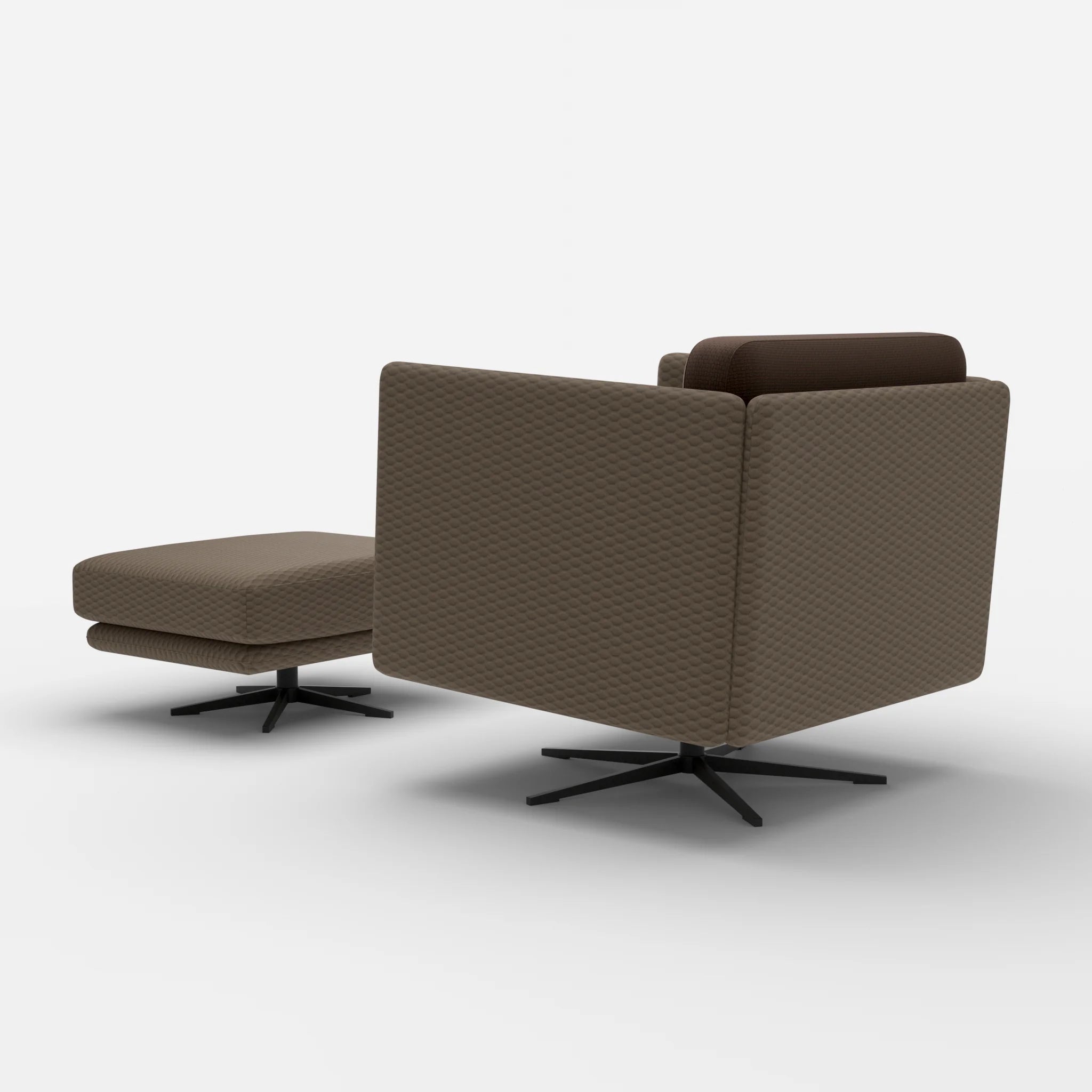 Loungesessel Egon mit Pouf spazio2019-nabucco2022 in Braun und Dunkelbraun von hinten