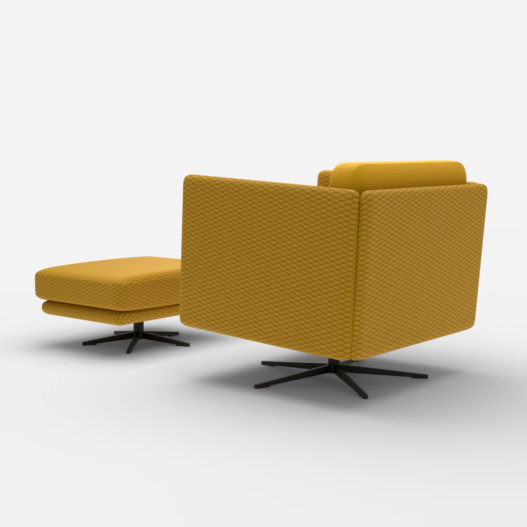 Loungesessel Egon mit Pouf spazio3030-nabucco3019 in Curry und Curry von hinten