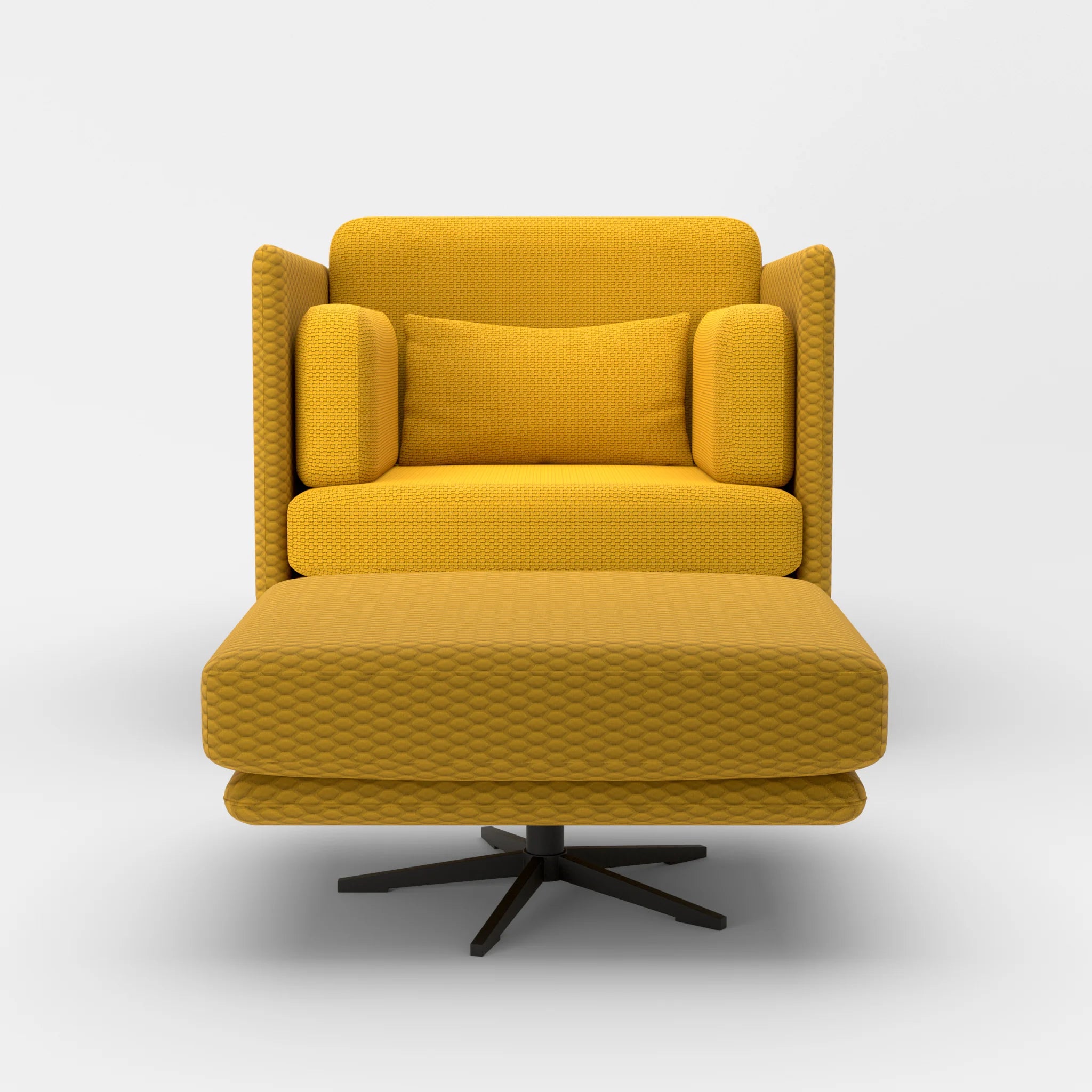 Loungesessel Egon mit Pouf spazio3030-nabucco3019 in Curry und Curry von vorne