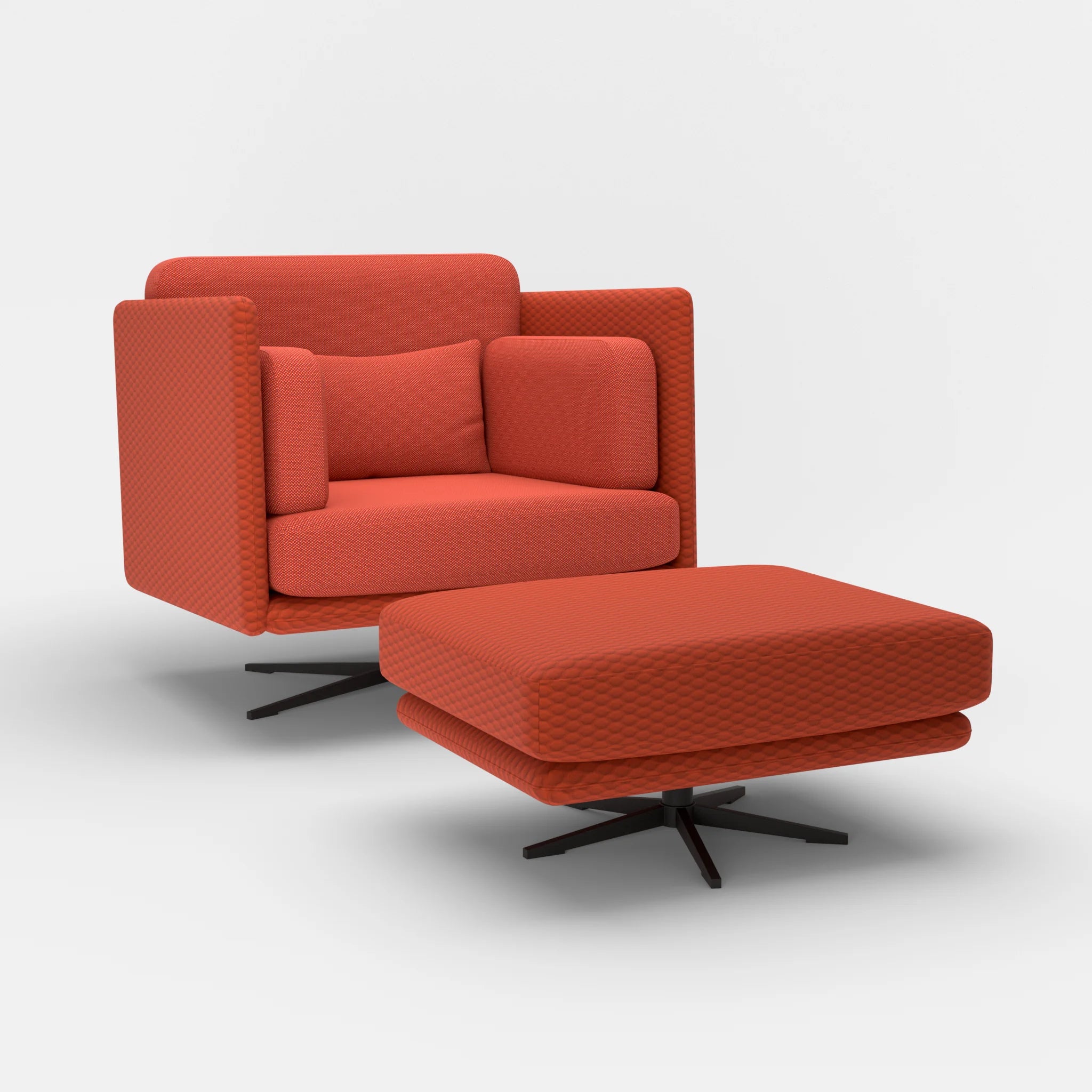Loungesessel Egon mit Pouf spazio4066-credolampion in Orange und Rot von der Seite