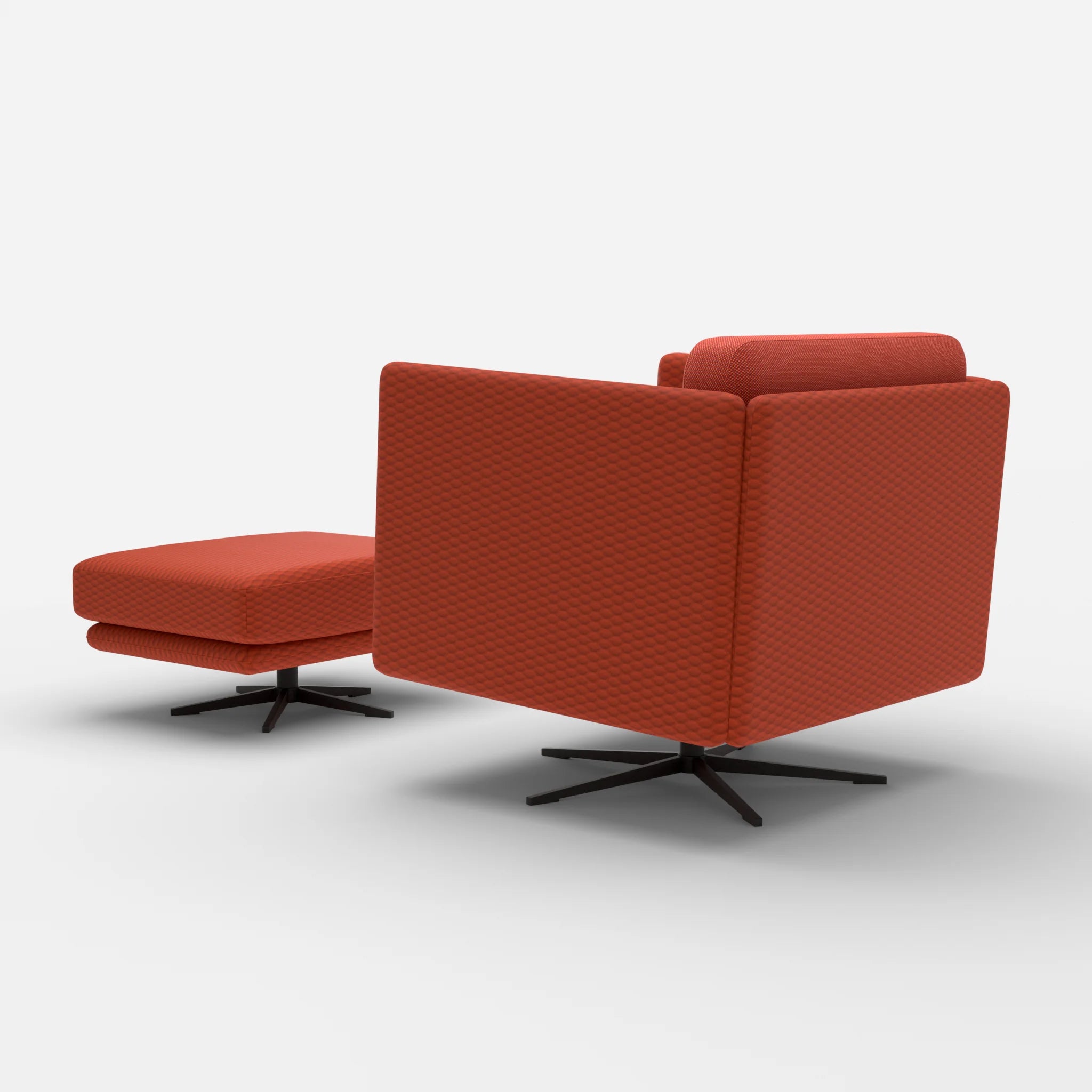 Loungesessel Egon mit Pouf spazio4066-credolampion in Orange und Rot von hinten