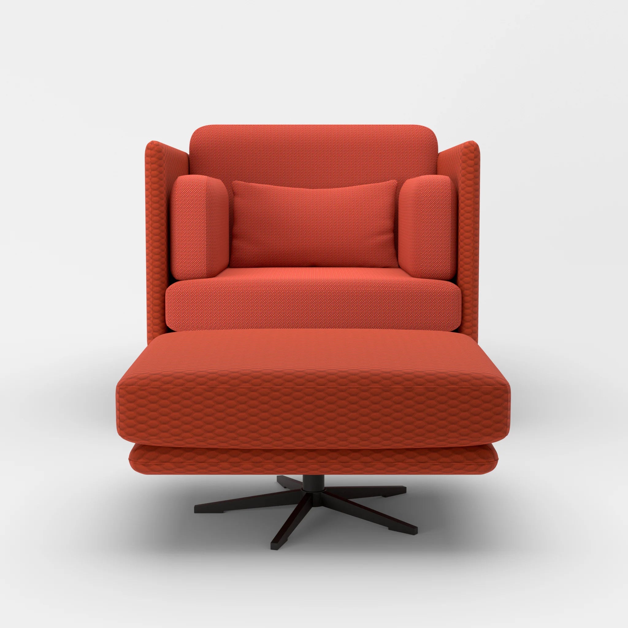 Loungesessel Egon mit Pouf spazio4066-credolampion in Orange und Rot von vorne