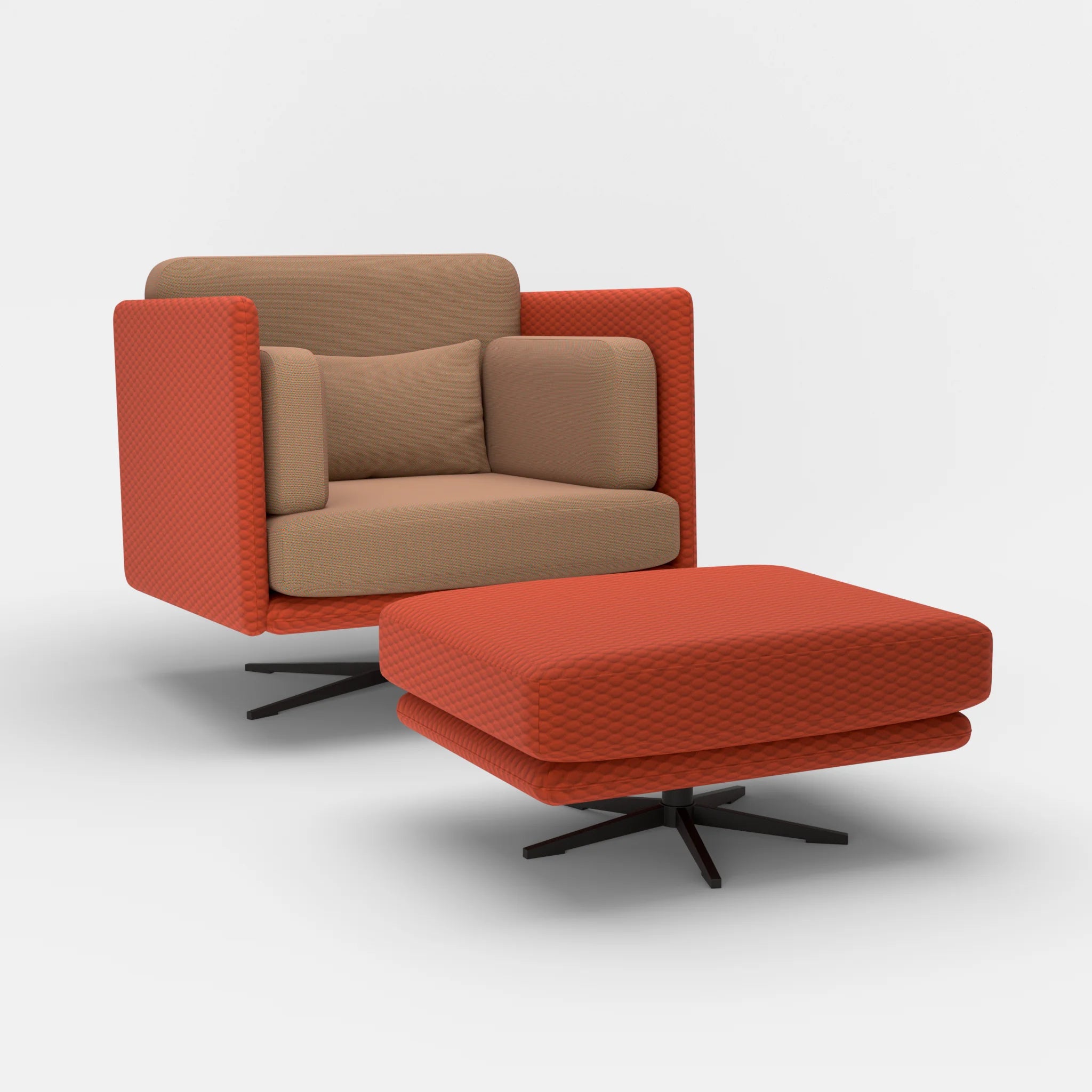 Loungesessel Egon mit Pouf spazio4066-novummambo in Orange und Orange von der Seite