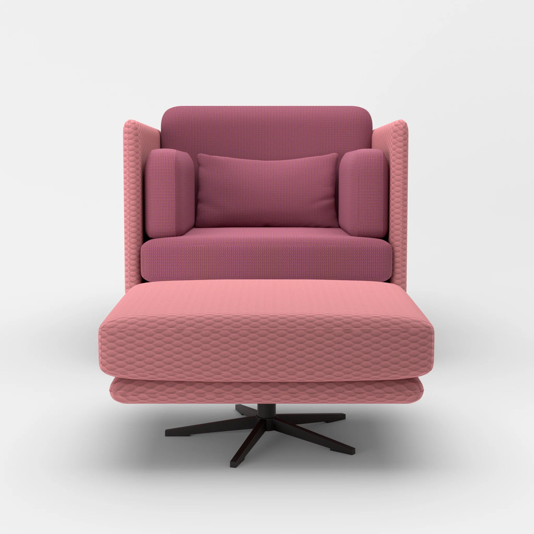 Loungesessel Egon mit Pouf spazio4067-credobreva in Rosa und Violett von vorne