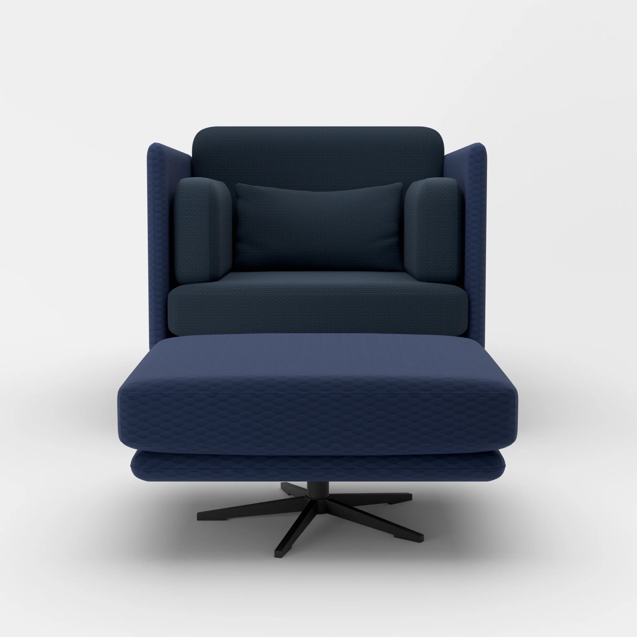 Loungesessel Egon mit Pouf spazio6017-nabucco6098 in Dunkelblau und Dunkelblau von vorne