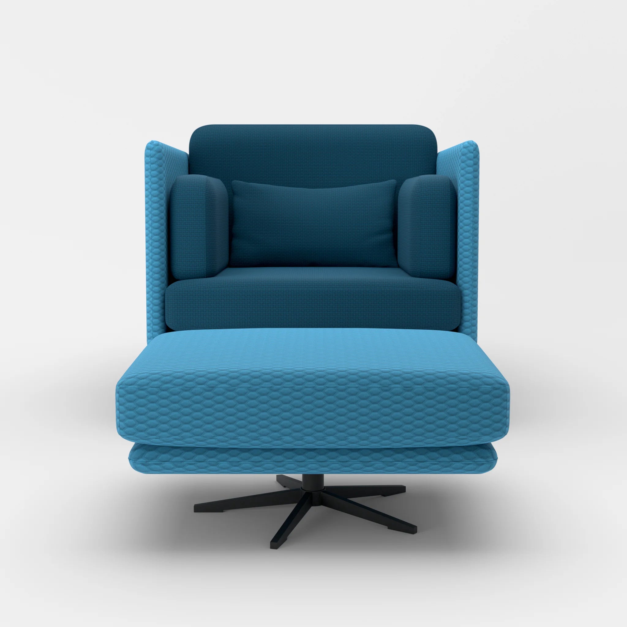 Loungesessel Egon mit Pouf spazio6091-nabucco6075 in Türkis und Blau von vorne