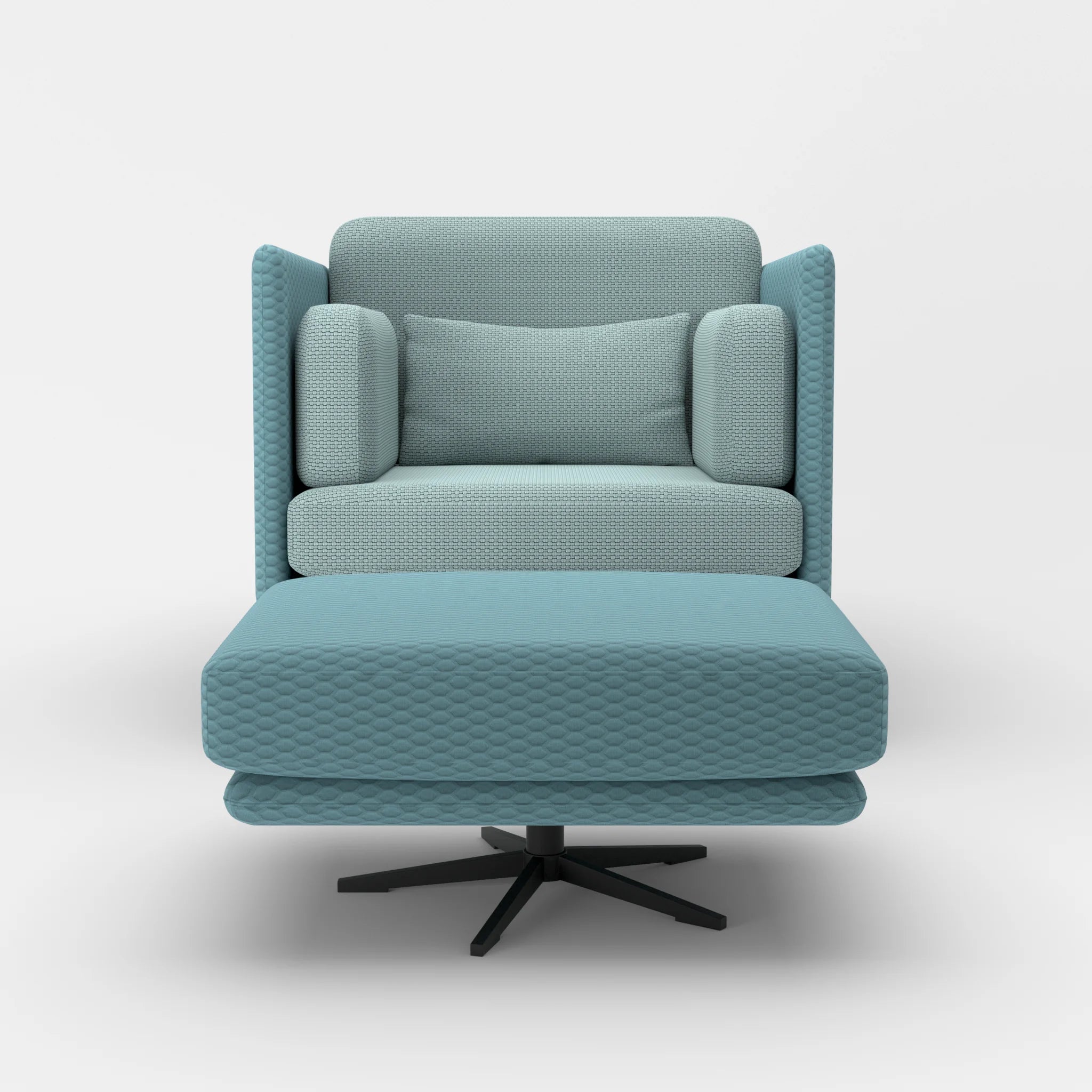 Loungesessel Egon mit Pouf spazio7004-nabucco6030 in Graublau und Hellblau von vorne