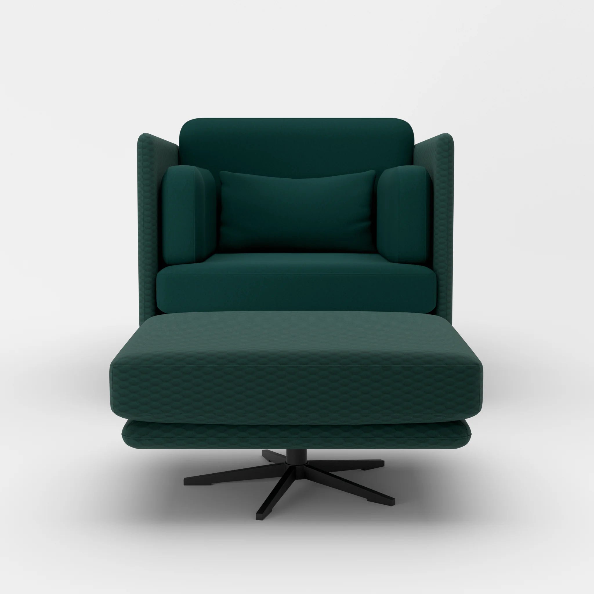Loungesessel Egon mit Pouf spazio7033-dama0073 in Petrol und Petrol von vorne