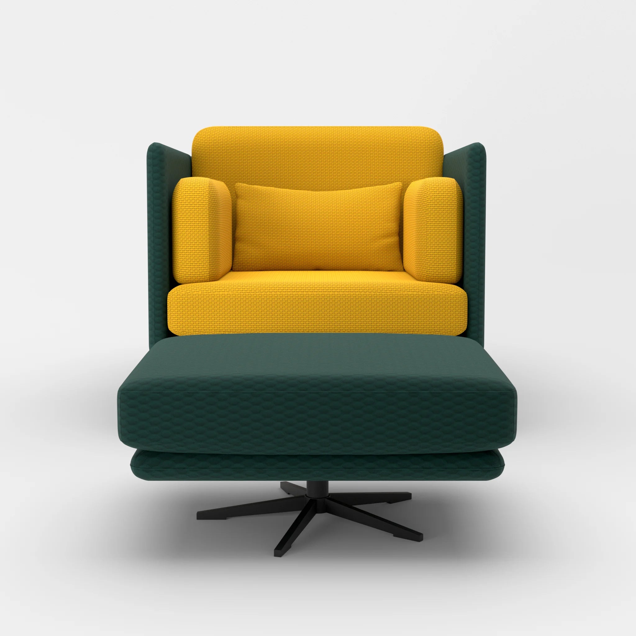 Loungesessel Egon mit Pouf spazio7033-nabucco3019 in Petrol und Curry von vorne