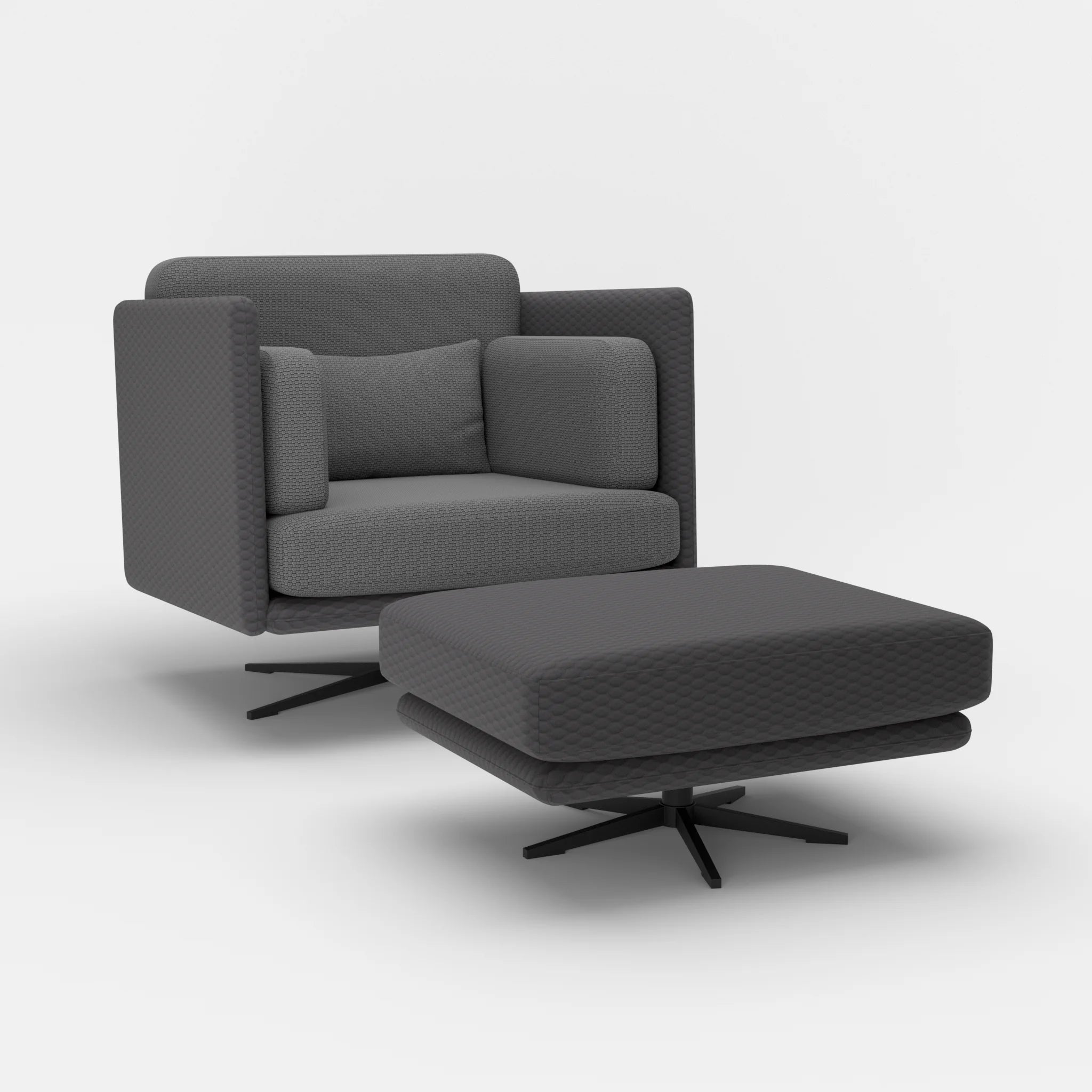 Loungesessel Egon mit Pouf spazio8017-nabucco8009 in Anthrazit und Dunkelgrau von der Seite
