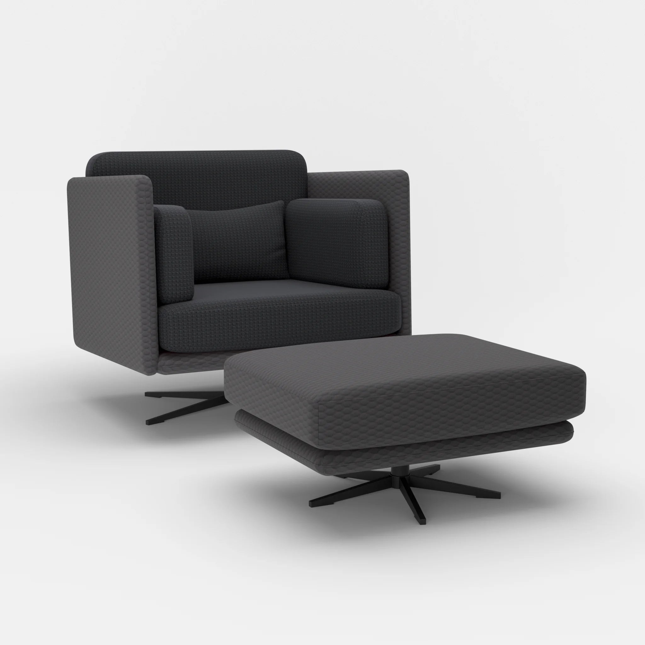 Loungesessel Egon mit Pouf spazio8017-nabucco8019 in Anthrazit und Anthrazit von der Seite